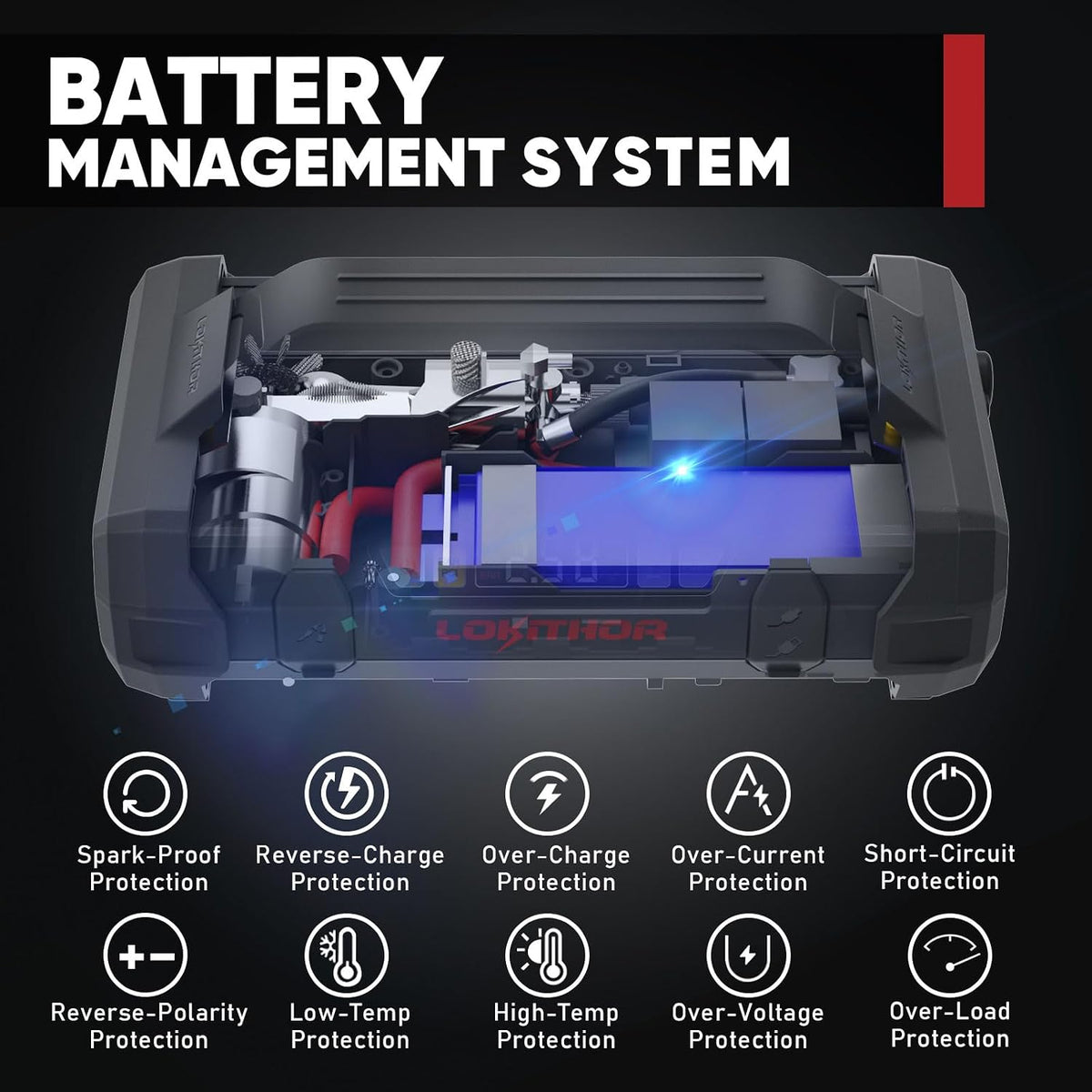 LOKITHOR JA301 Jump Starter with Air Compressor(8.0L Gas & 6.0L Diesel)