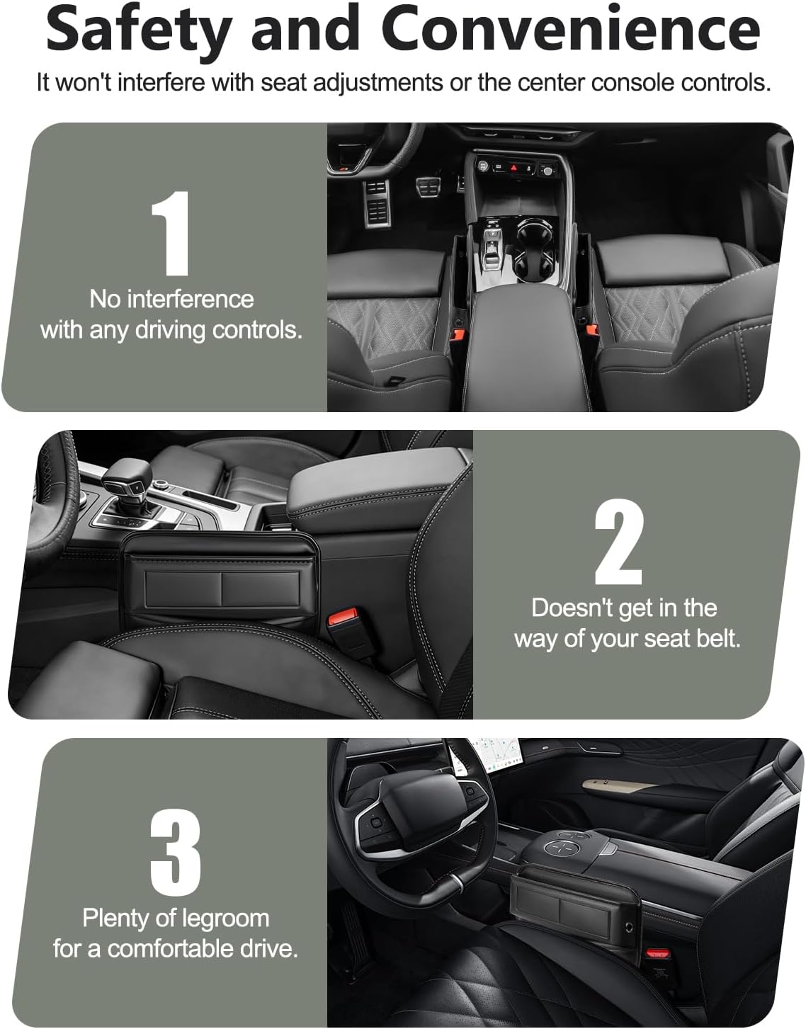 2 Pack Car Universal Fit Seat Gap Filler Organizer, Premium Leather Front Car Gap Filler, Center Console Seat Side Organizer with Card Slots for Car, SUV Truck, Easy Access to Phone, Sunglasses, Key