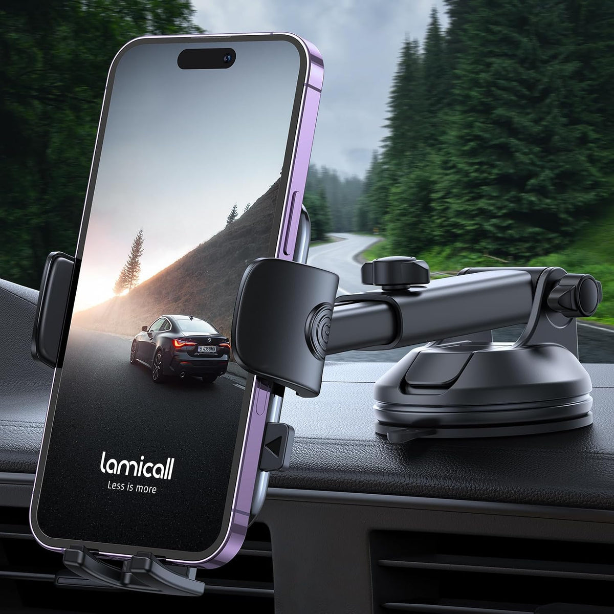 Lamicall Car Phone Holder Military-Grade Suction Cup Dashboard Windshield