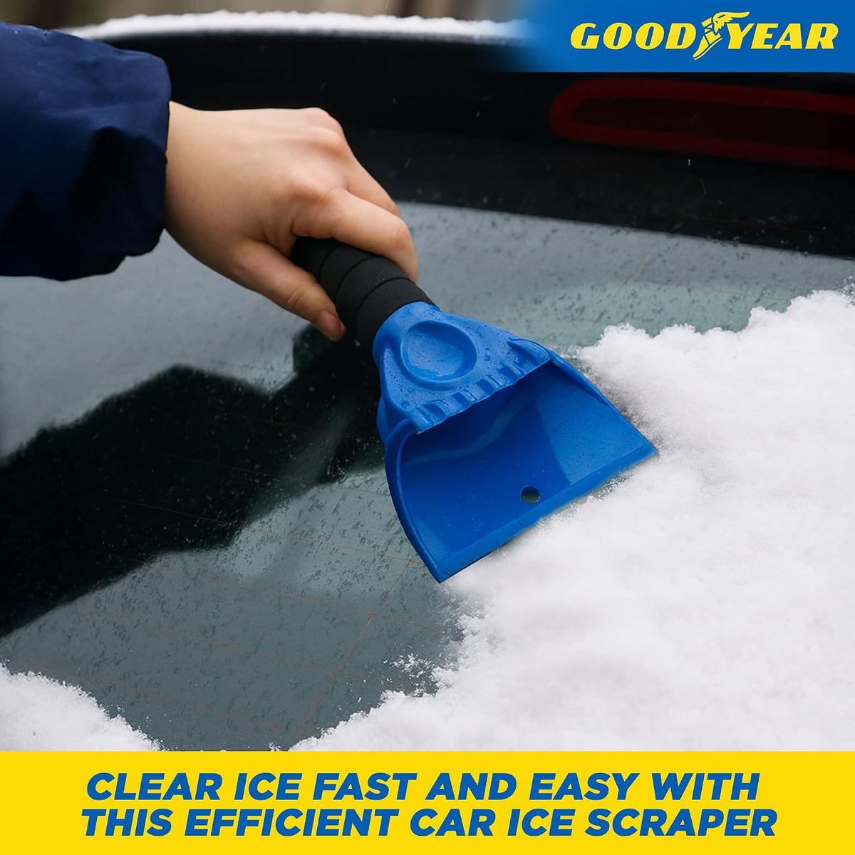 Goodyear Ice Scraper – Heavy-Duty Ice Breaker Teeth, Extra-Wide Blade for Efficient Snow & Ice Clearing, Comfortable Soft Grip Handle – Perfect for Winter Car Care