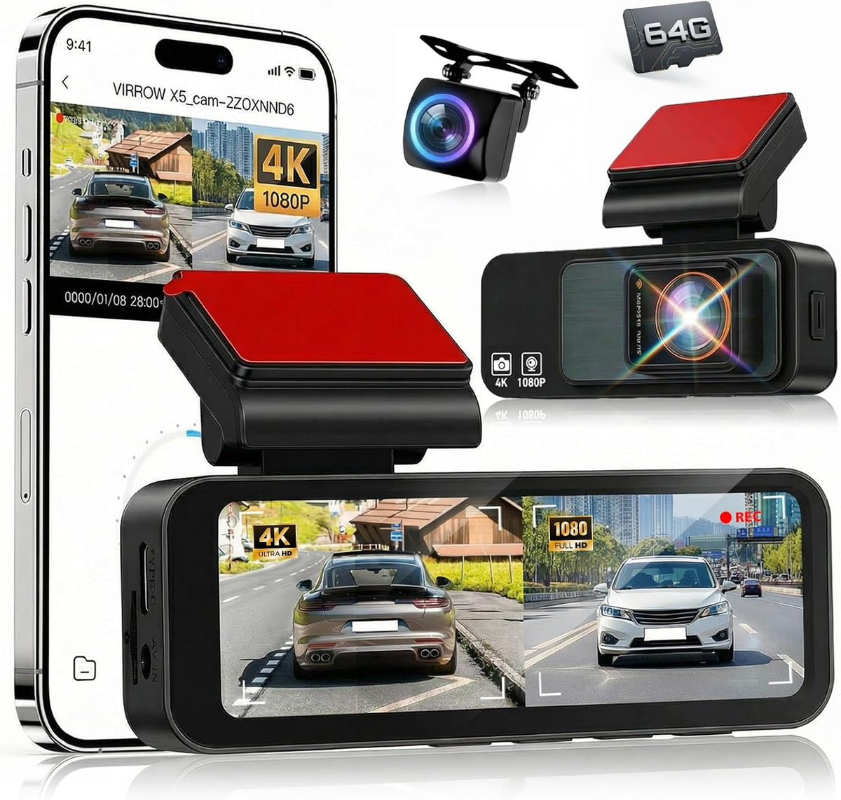 Dash Camera for Car - 3 Inch 1080P IPS Touchscreen Car Camera - G-Sensor/Loop Recording / 24H Parking Monitor / 150° Wide Angle/Night Vision/Exposure Compensation/Support TF Card