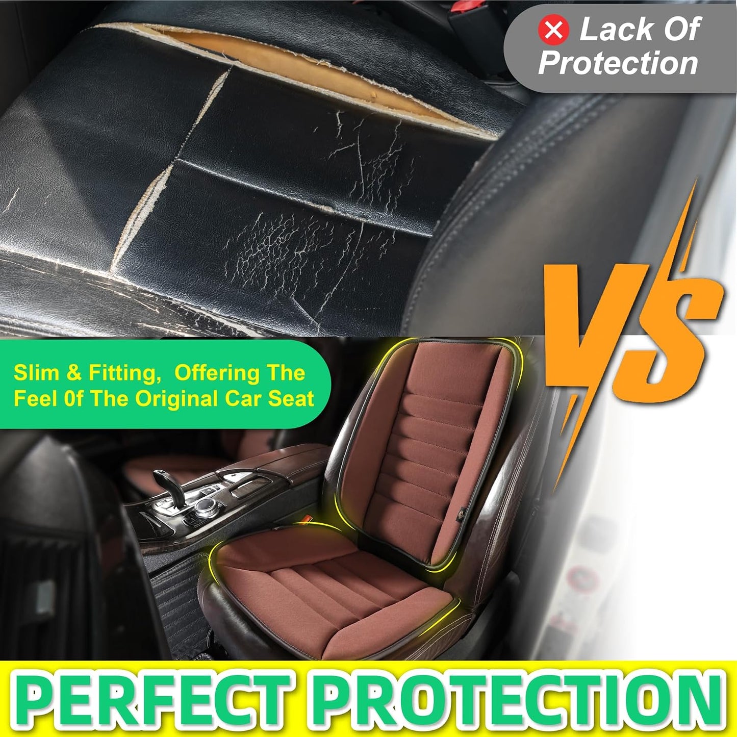 kingphenix Car Seat Cushion with Back Support Pillow, Memory Foam, Brown | Memory Foam Car Cushion for Long Driving, Truck, Office Chair, Tailbone and Lower Back Support