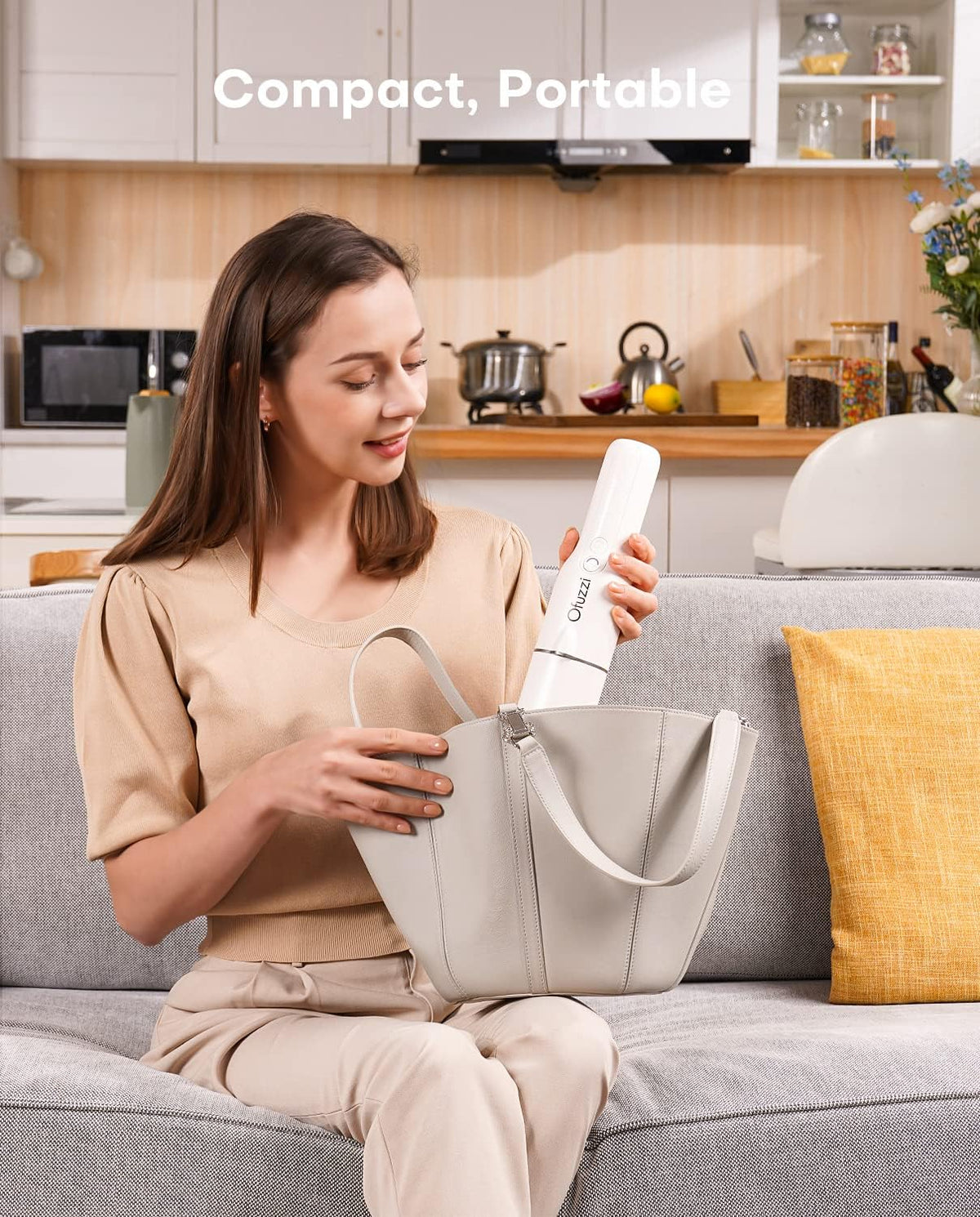 Ofuzzi Slim H7 Pro Handheld Vacuum, 1.0LB, 27AW/11kPa, Handheld Vacuum Cordless with LED Lighting and Two-Speed Modes, Low Noise, Type-C Charge, Mini Vacuum for Home Cleaning, White