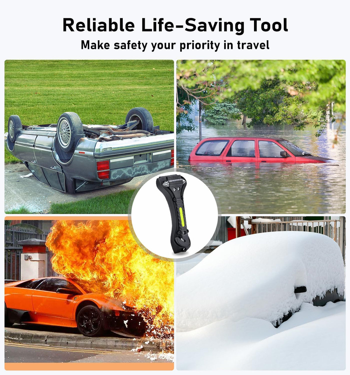 Car Window Glass Breaker SeatBelt Cutter Emergency Escape Hammer