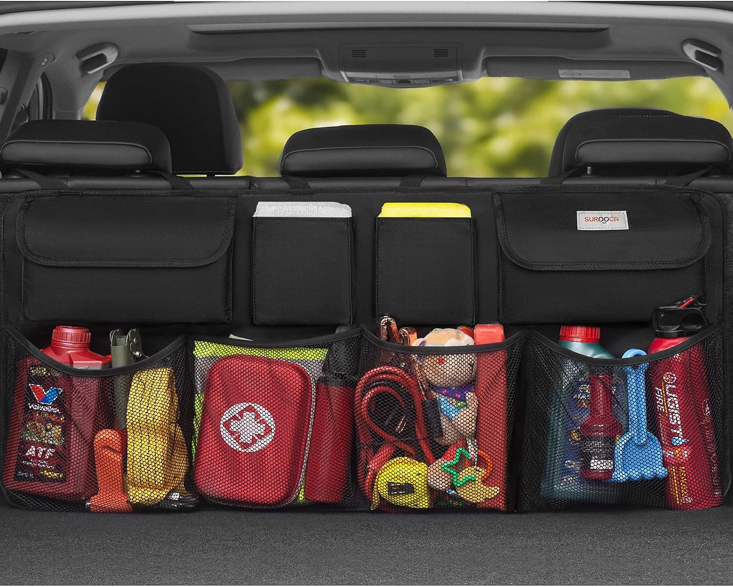 SURDOCA Car Trunk Organizer, LARGE CAPACITY Car Storage Bag with 8 Pockets, 7X Upgraded Trunk Storage Organizer for Car, SUV, Truck, MPV