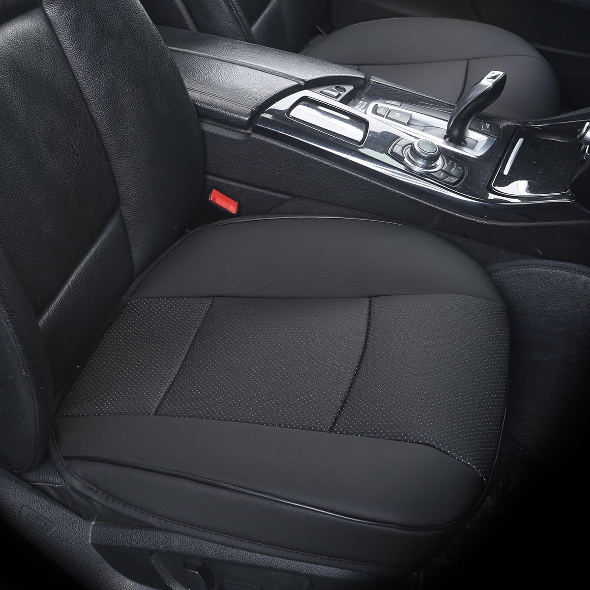 1 PCS Car Seat Cover PU Leather Auto Bottom Seat Protector Cover with Comfort Leg Support Pillow Fit Most Front Driver Seat Width20.86 by deep 20.86 inches (Taupe with Leg Rest)