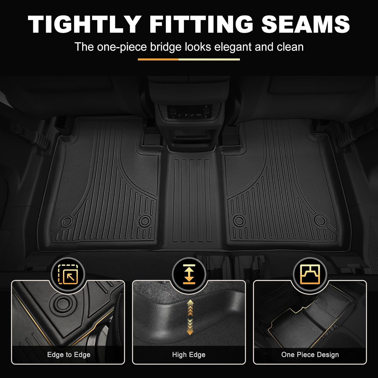 Floor Mats Fit for Ford F250 F350 F450 2017-2025 2026 Super Duty Crew Cab Front Bench Seat | Rear w/o Under-seat fold-Flat Storage Carpet Floor Super Duty All Weather Protector TPE Car Floor Liner
