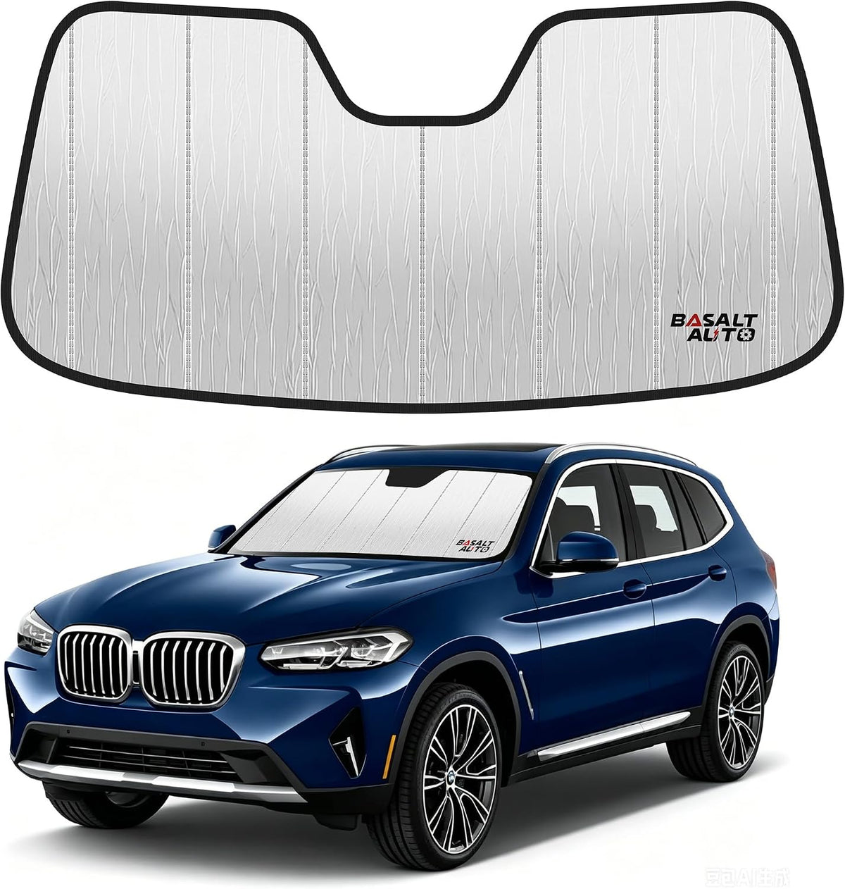 Windshield Sun Shade Compatible for 2020-2025 Benz GLE GLS Silver Reflective Foldable Front Sun Visor Sunshade Protector with Storage Bag Keep Interior Cool