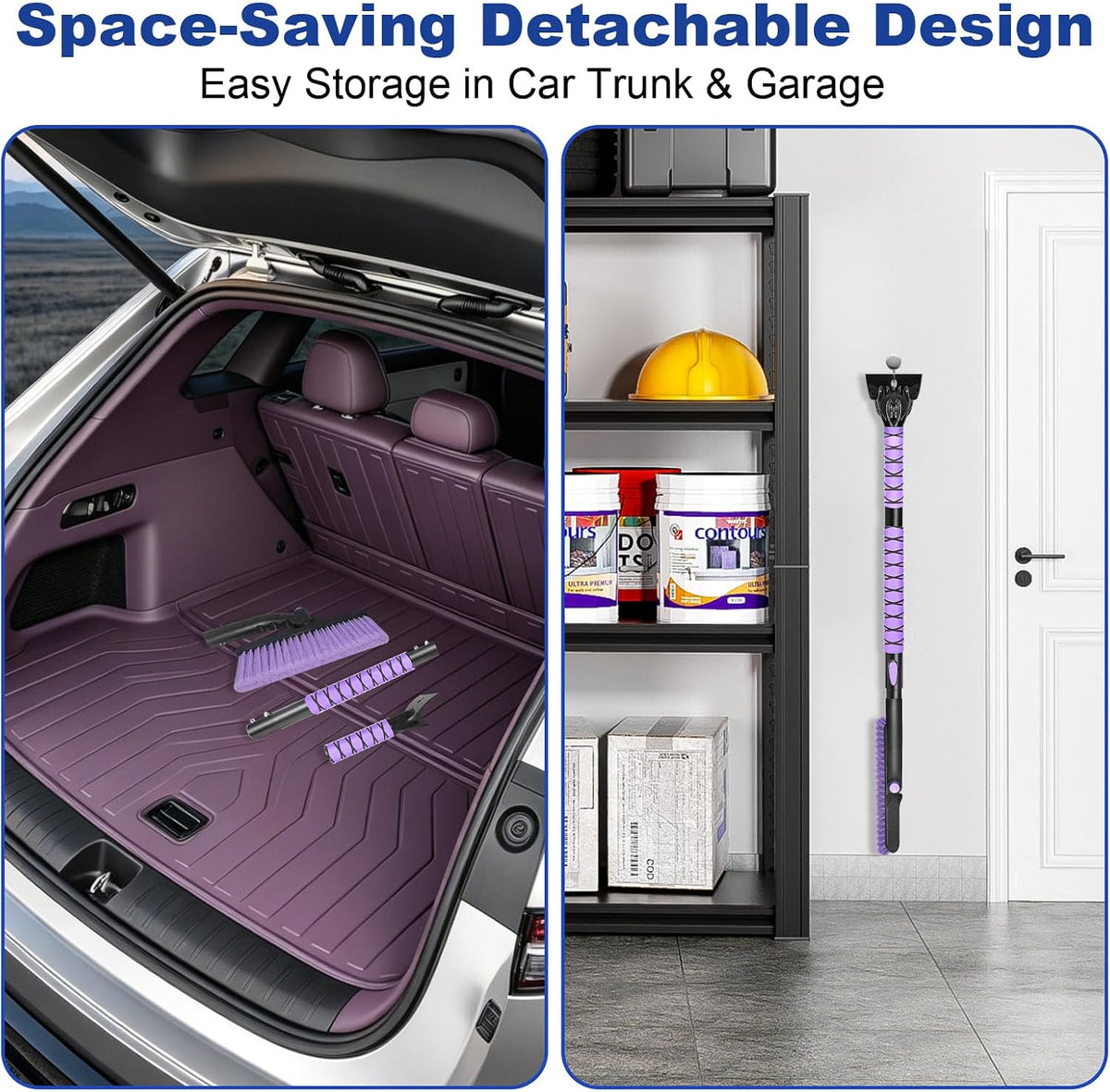 44 Inch Snow Brush with Ice Scraper for Car Windshield, Light Purple