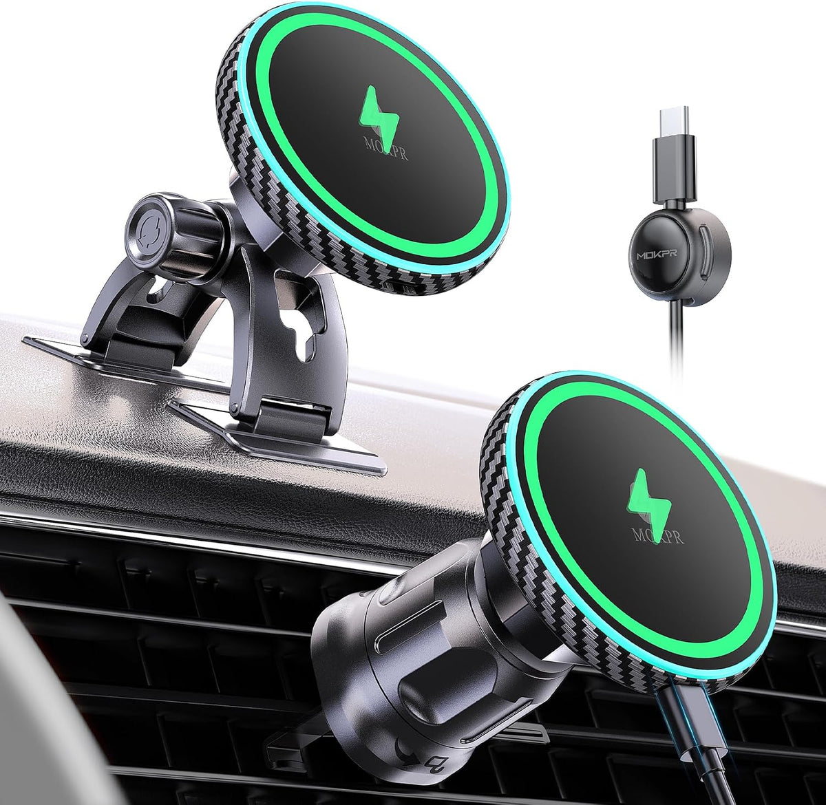 for iPhone Magsafe Car Mount Charger Vent-LED Wireless Car Charger