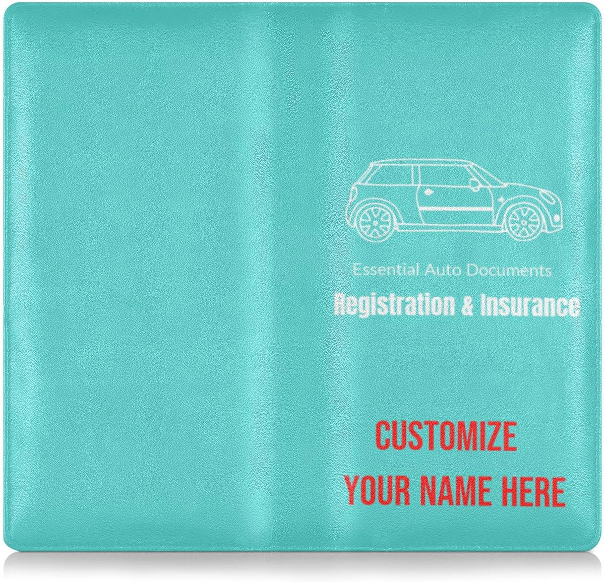 Custom Car Registration and Insurance Card Holder Personalized Leather Glove Box Organize Men Women Wallet Accessories Case for Cards, Essential Document Driver License Turquoise