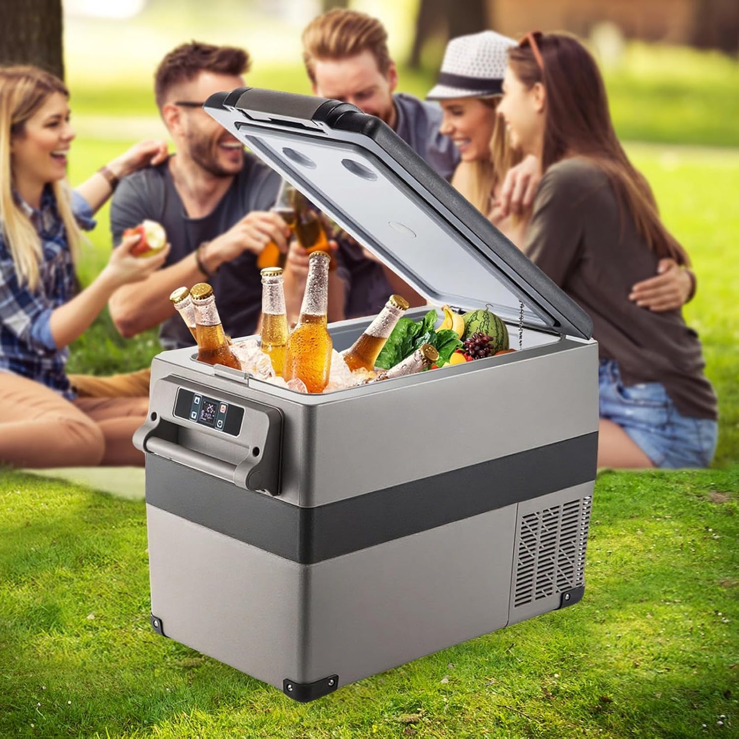 VEVOR 12 Volt Refrigerator, 48 Quart (45L) Fast Cooling Car Fridge, Portable Freezer with App Control (-4℉~68℉), 12/24v DC & 110-240v AC for Travel, Truck, Camping and Home Use, Black