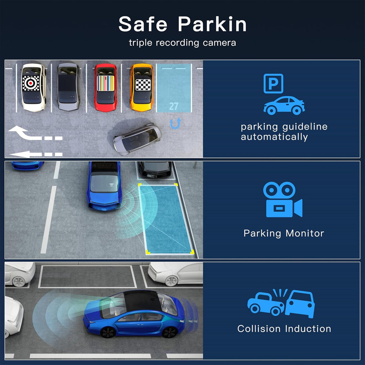 360 Degree View 4 Channel Dash Cam 5G WiFi & App Control, GEMEK 2K Front and Rear Inside, Left and Right Dash Camera for Cars, Free 64GB TF Card, G-Sensor, Night Vision, 24 Hour Parking