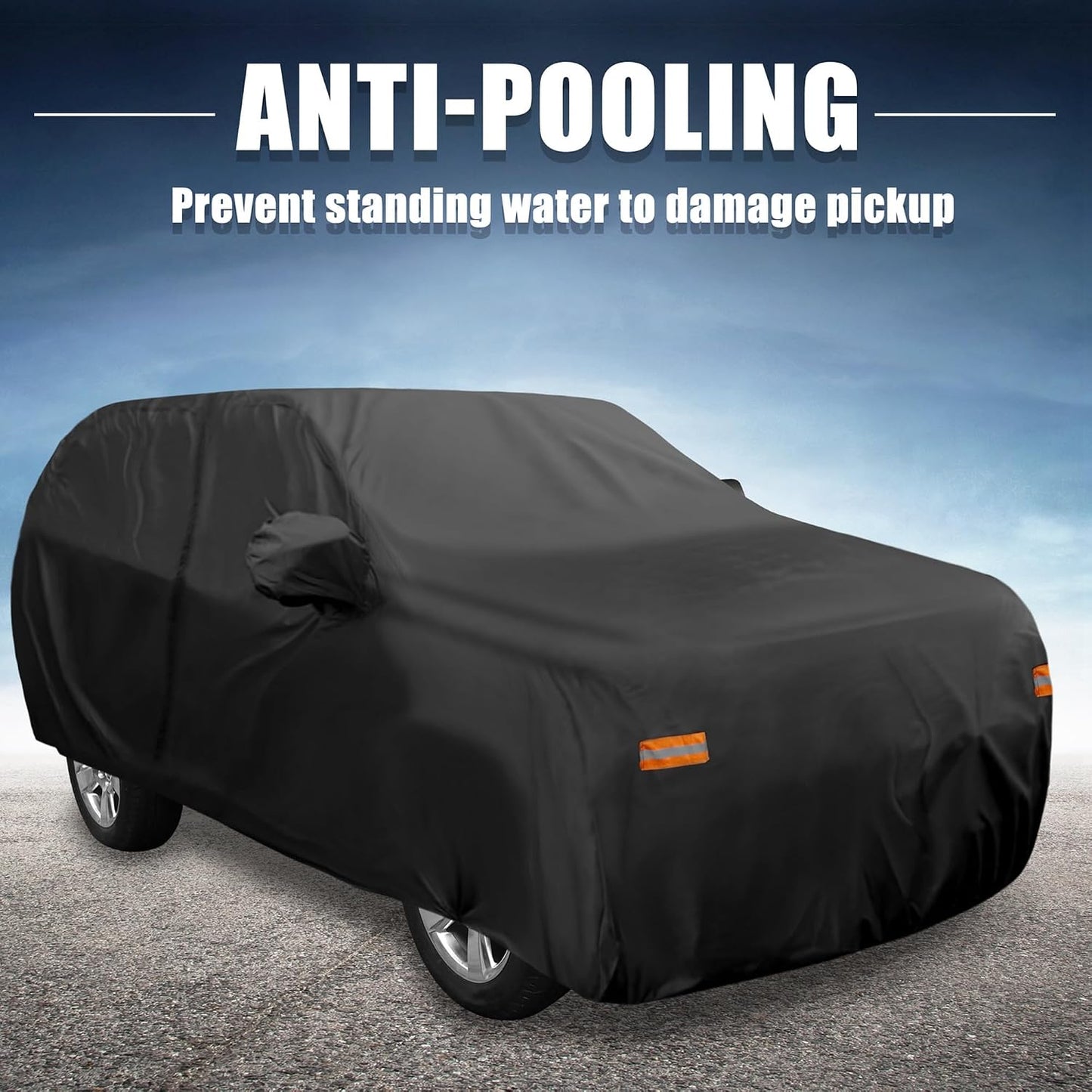 X AUTOHAUX SUV Car Cover for Chevrolet Tahoe 4 Door 2007-2024 Outdoor Waterproof Sun Rain Dust Wind Snow Protection 190T PU with Driver Door Zipper Black