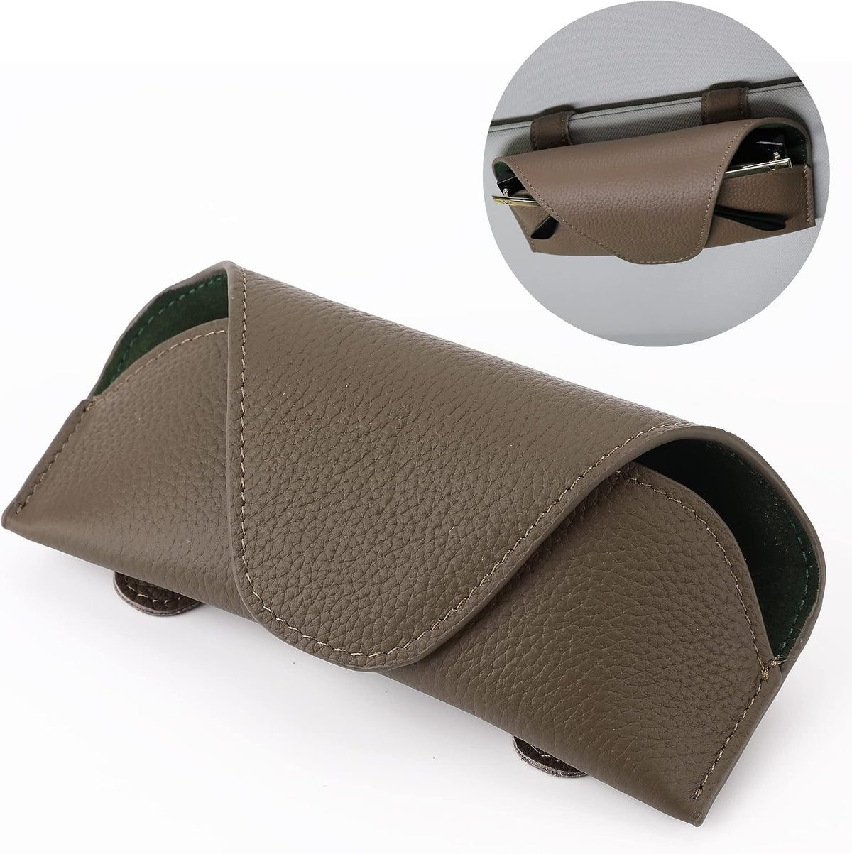 Magnetic Sunglass Holder for Car Visor, Leather Car Glasses Holder