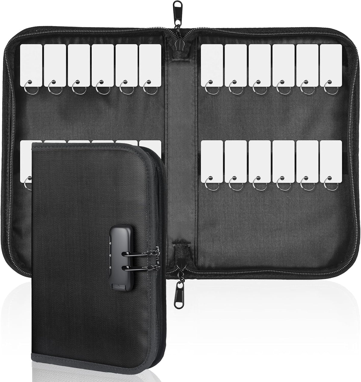 Uniclife 12-Hook Portable Key Organizer,Zippered Key Case for Offices