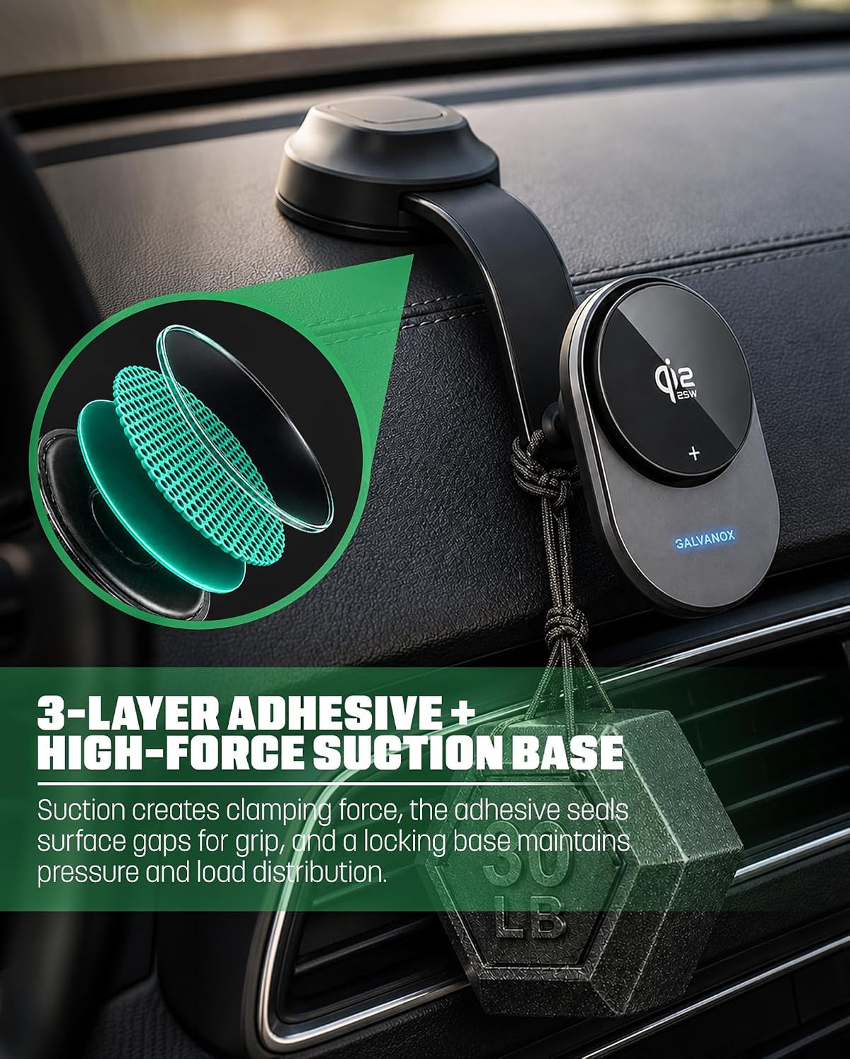 Qi2.2 Certified Wireless Car Mount Charger, 25W Magnetic Fast Charging
