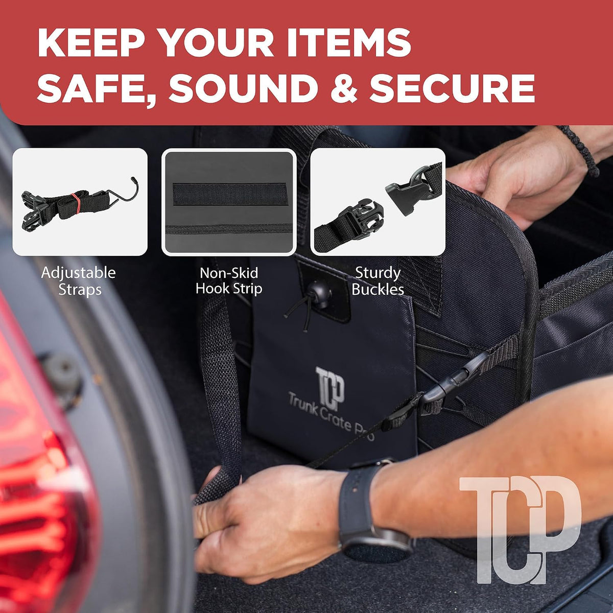 Car & Vehicle Trunk Organizer for SUV, Truck & Auto Storage, Standard Black