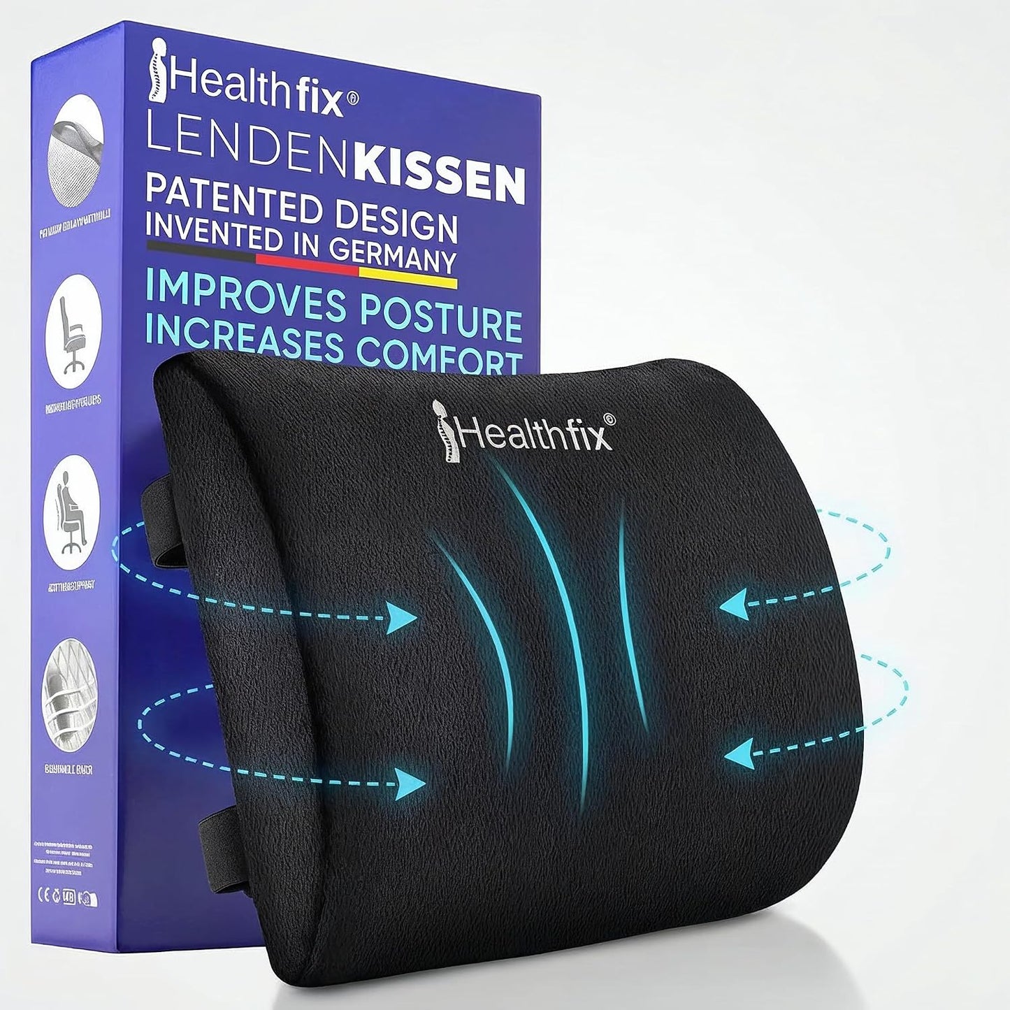 Healthfix® Car Lumbar Support Pillow | Back Cushion to Help Improve Posture (Hard)