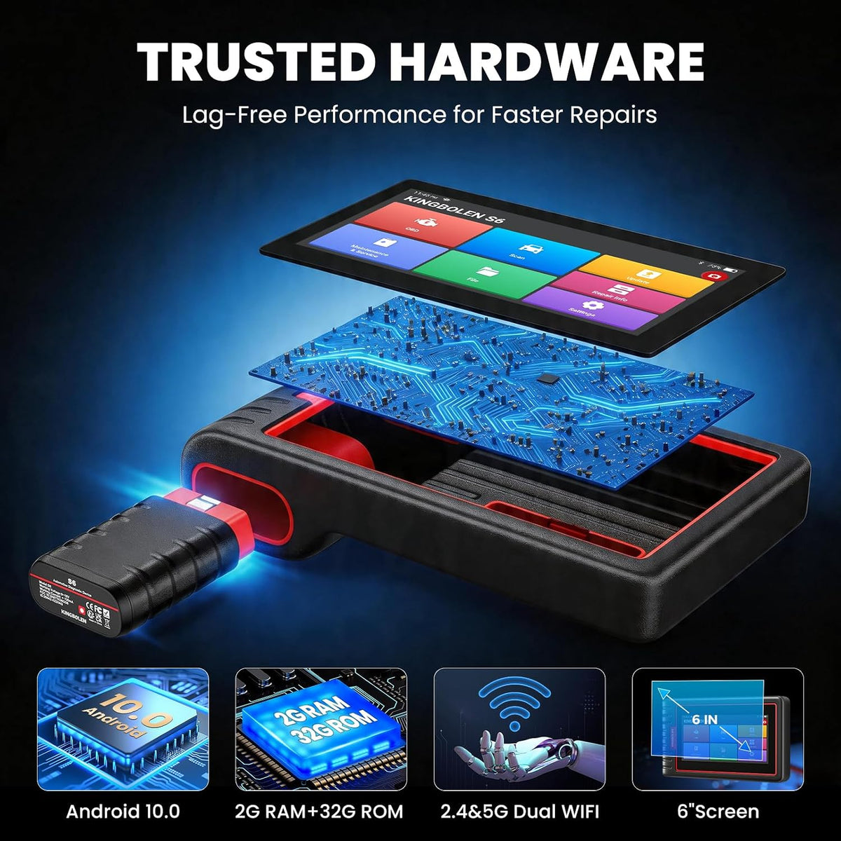 KINGBOLEN S6 OBD2 Scanner,2026 Bluetooth Scan Tool,Lifetime Update