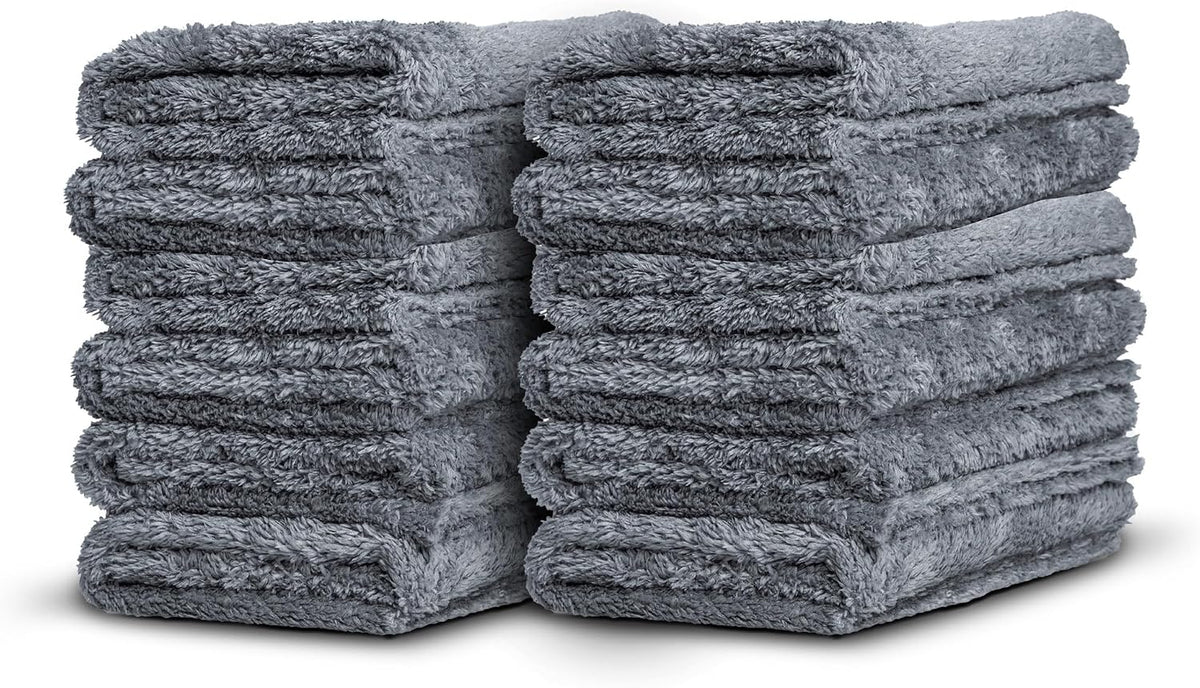 Adam's Borderless Grey Microfiber Towel (6pk) - Premium Ultra Soft Car Detailng Towel Cloths, 480gsm - Safe for Car Wash, Home Cleaning & Pet Drying Cloths (16 Inch x 16 Inch)
