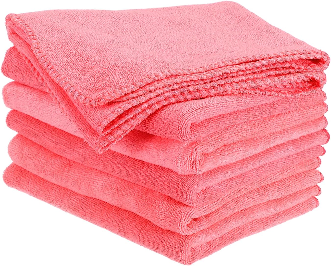 HARFINGTON 6 Pack Microfiber Cleaning Cloth, 24" x 16" Multi-Functional Cleaning Towels Reusable Absorbent Rags for Car Wash Kitchen Household Window Clean, Purple