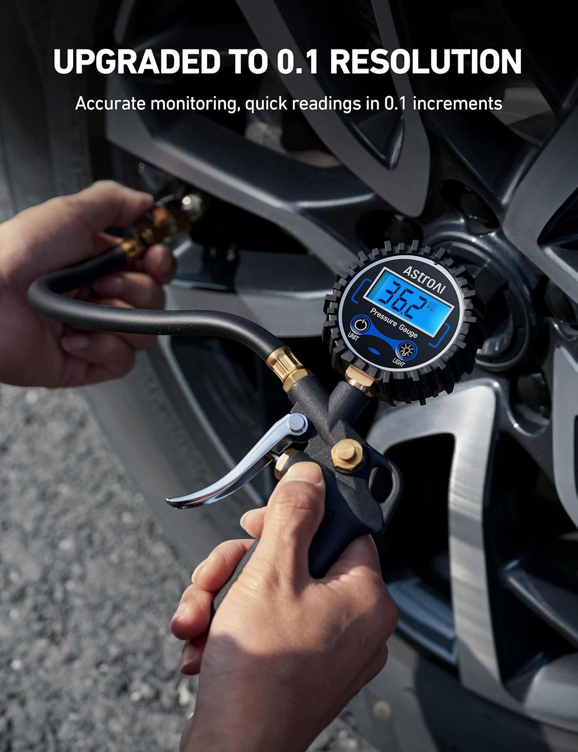 AstroAI Digital Tire Pressure Gauge with Inflator& T3 Heavy-Duty Tire Pressure Gauge with Inflator