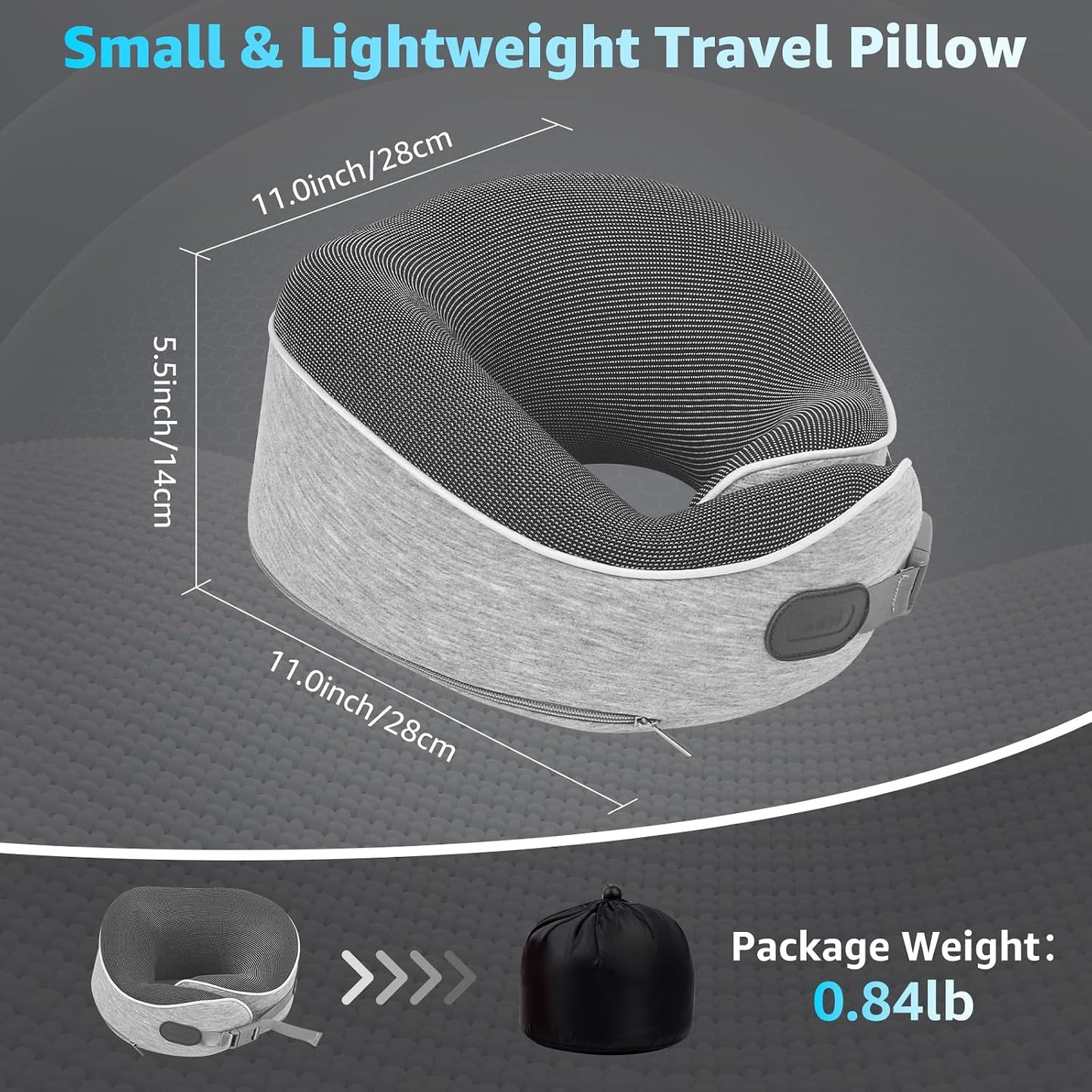 Travel Pillows for Airplanes Ergonomic Memory Foam Neck Pillow for Travel - 360° Head & Neck Support for Sleeping on Flights, Cars, Trains & Office (Gray-1)