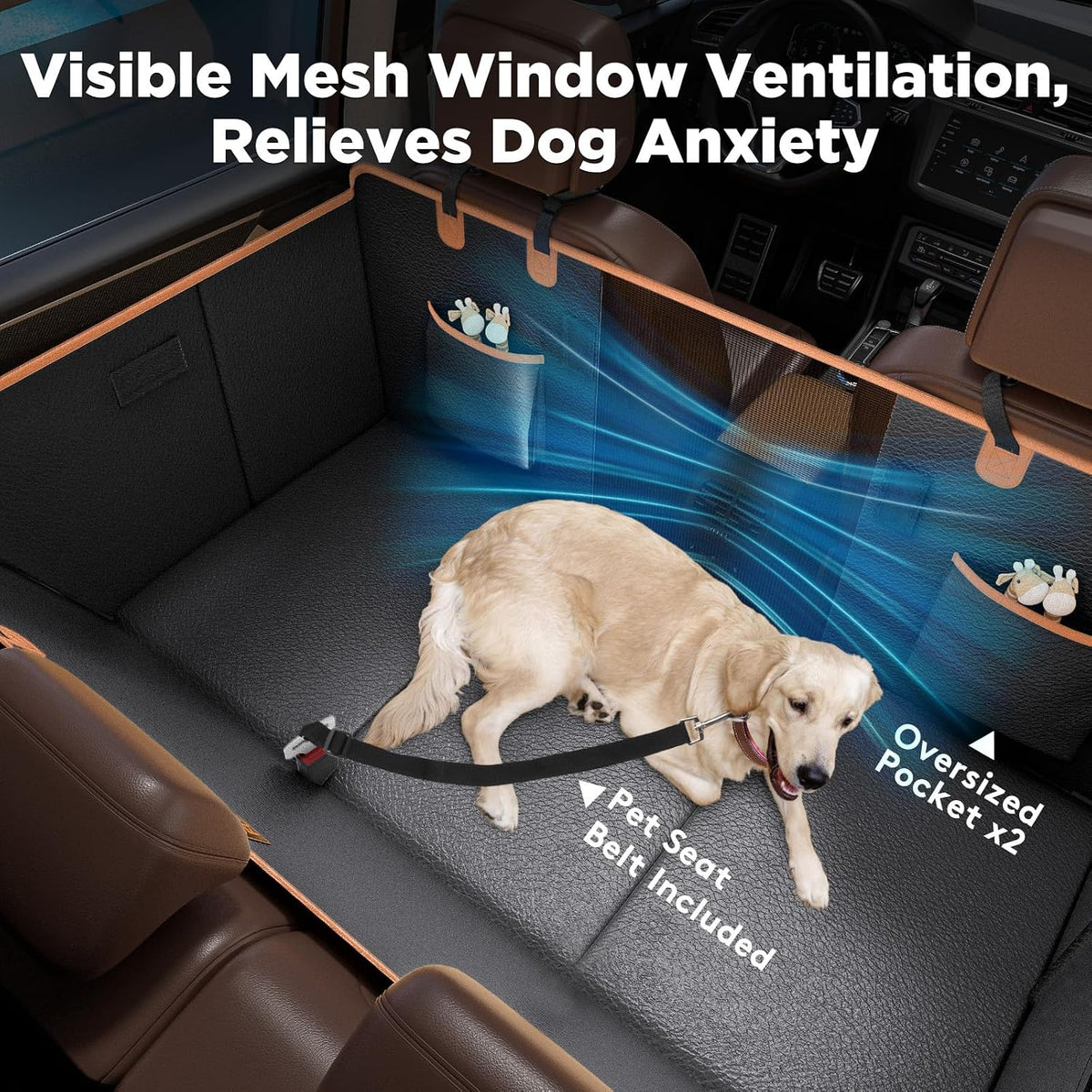 FURTIME XL Back Seat Extender for Dogs, Hard Bottom Seat Cover for Truck