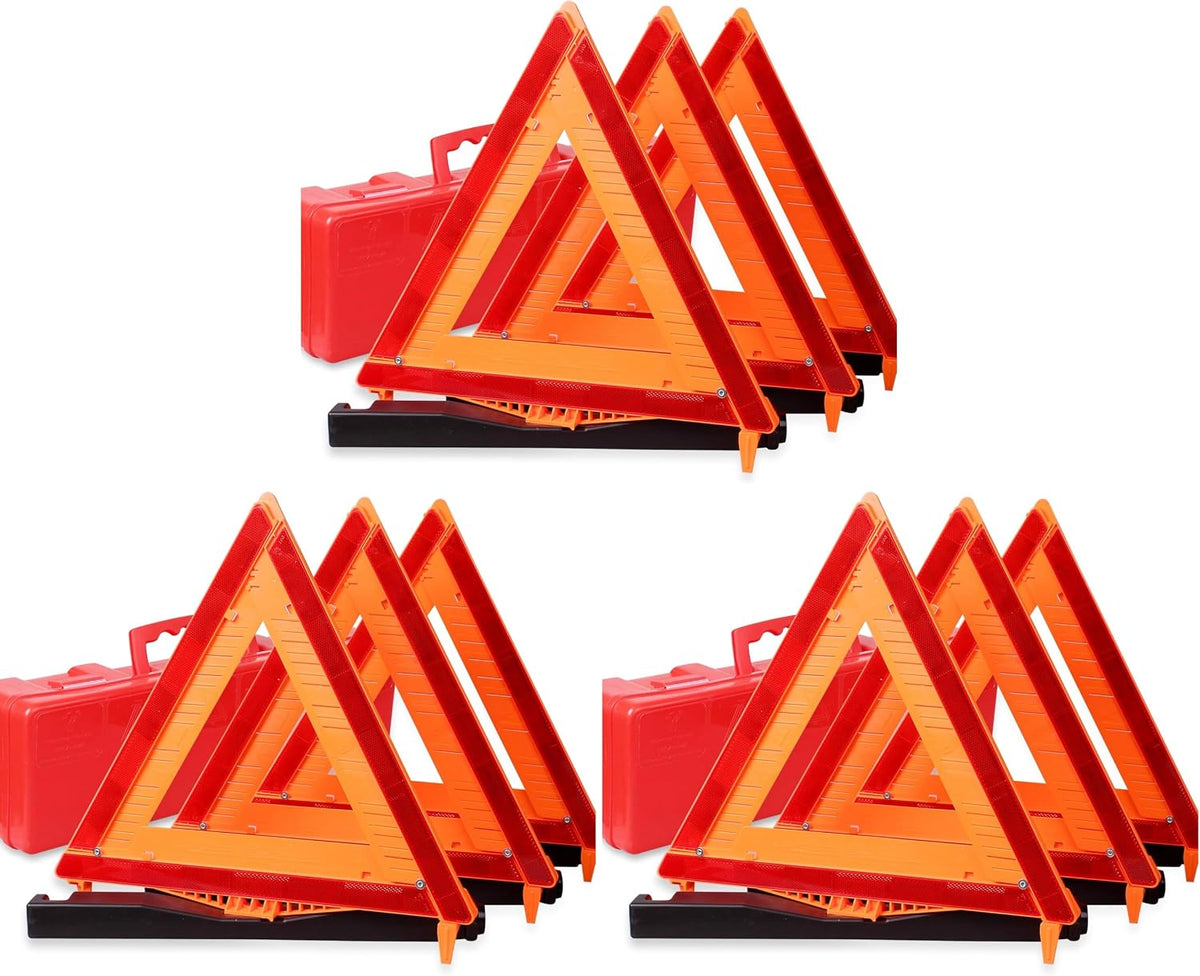 CARTMAN 3PK DOT Warning Triangles with Empty Base & Storage Case