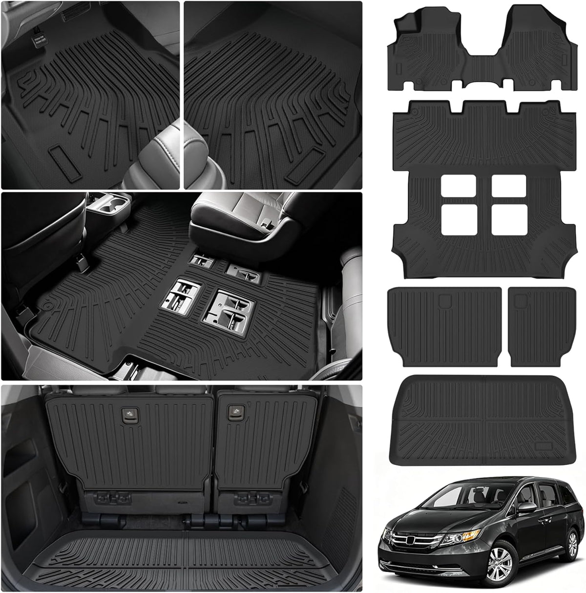 RAV4 Floor Mats - Car Mats for Toyota RAV4 2006-2012, All Weather Floor Mats and Cargo Liner with Backrest Mat for RAV4 Accessories, Heavy Duty Rubber Mats, Car Accessories