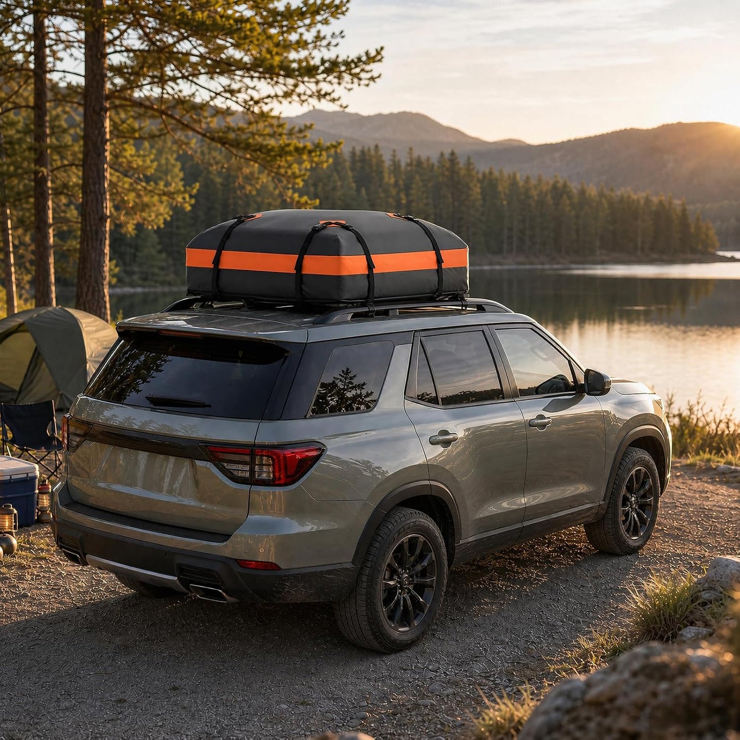15 Cubic Feet Heavy Duty Waterproof Car Rooftop Cargo Carrier Bag | for All Vehicles with/without Rack, Includes Anti-Slip Mat, Reinforced Straps, Door Hooks, Storage & Luggage Lock