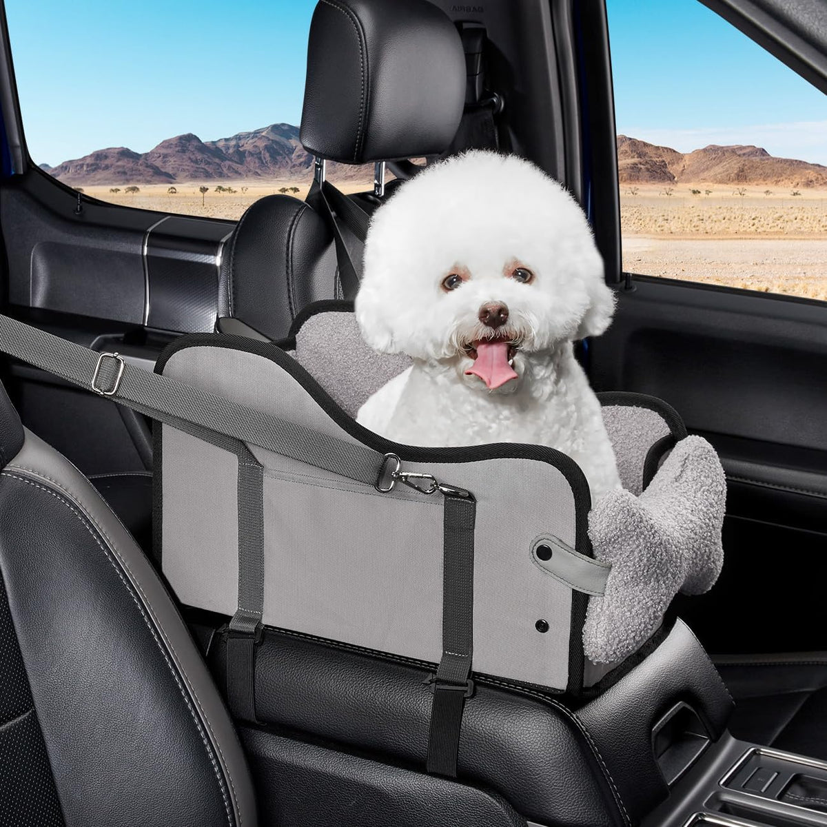 TKYZ Center Console Dog Car Seat,Pet Puppy Middle Console Dog Car Seat for Small Dogs (Full-Size Truck Black)
