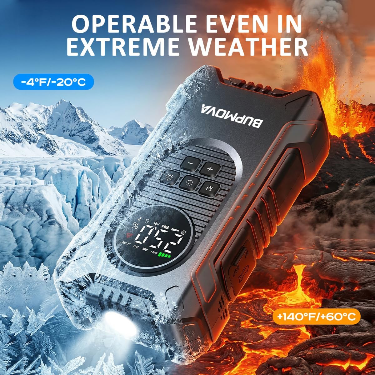 8000A Portable Car Battery Jump Starter with Air Compressor 150PSI