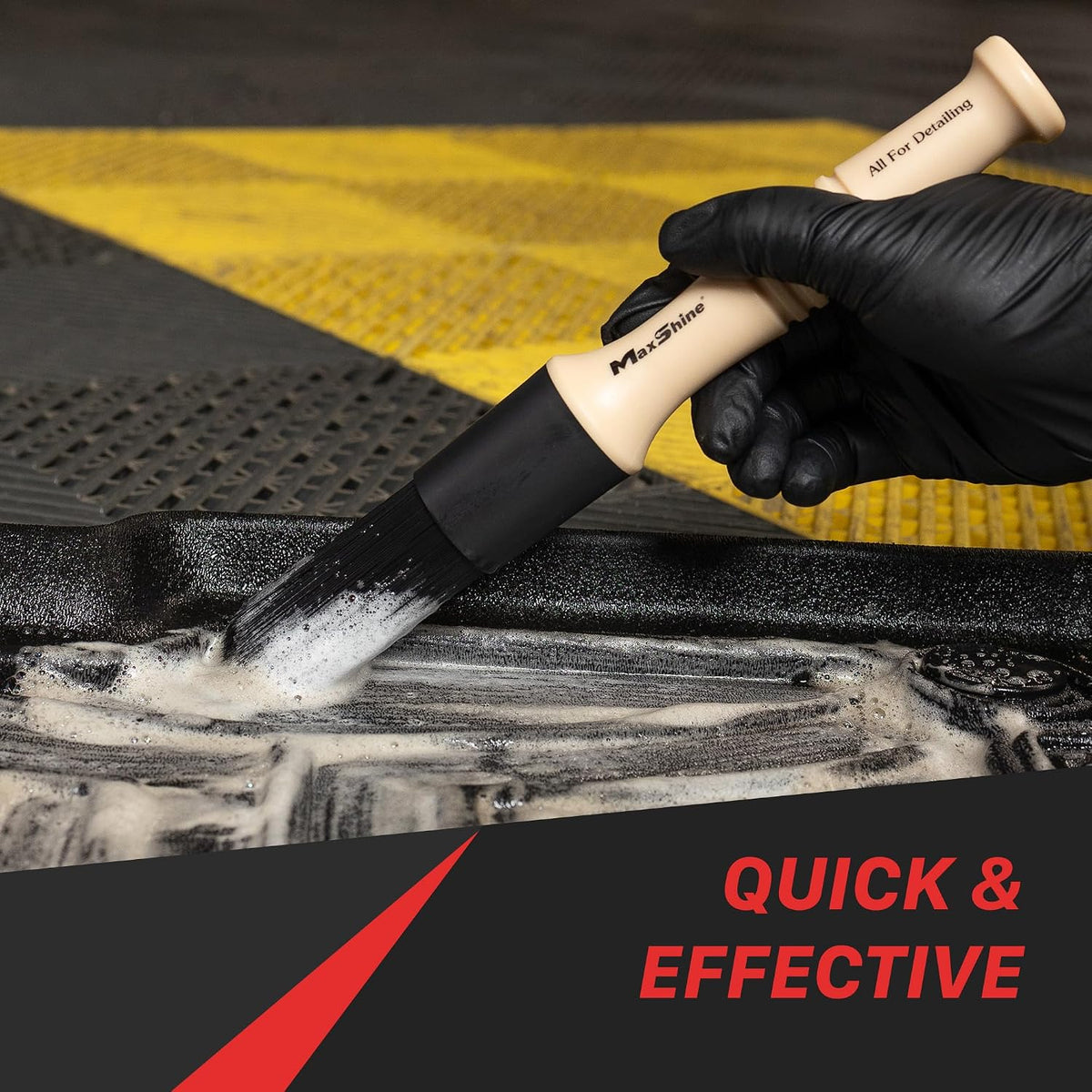 Maxshine Professional Exterior Detailing Brush | Heavy-Duty Stiff Bristle Brush for Wheels, Rims & Tires | Large Off-White Durable Car Detailing Tool for Exterior Cleaning & Auto Care