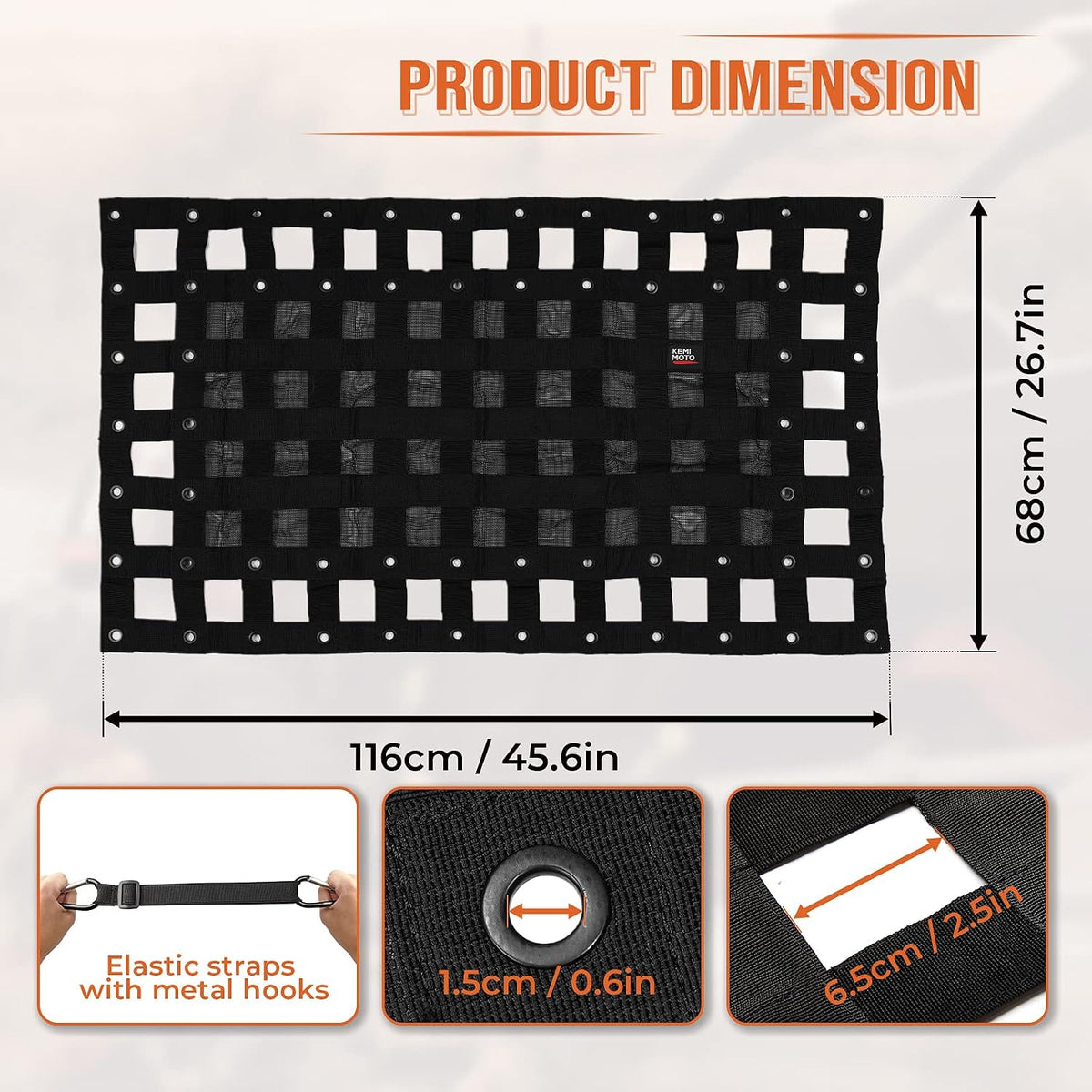 KEMIMOTO UTV Cargo Bed Net Compatible with Polaris Ranger General Defender