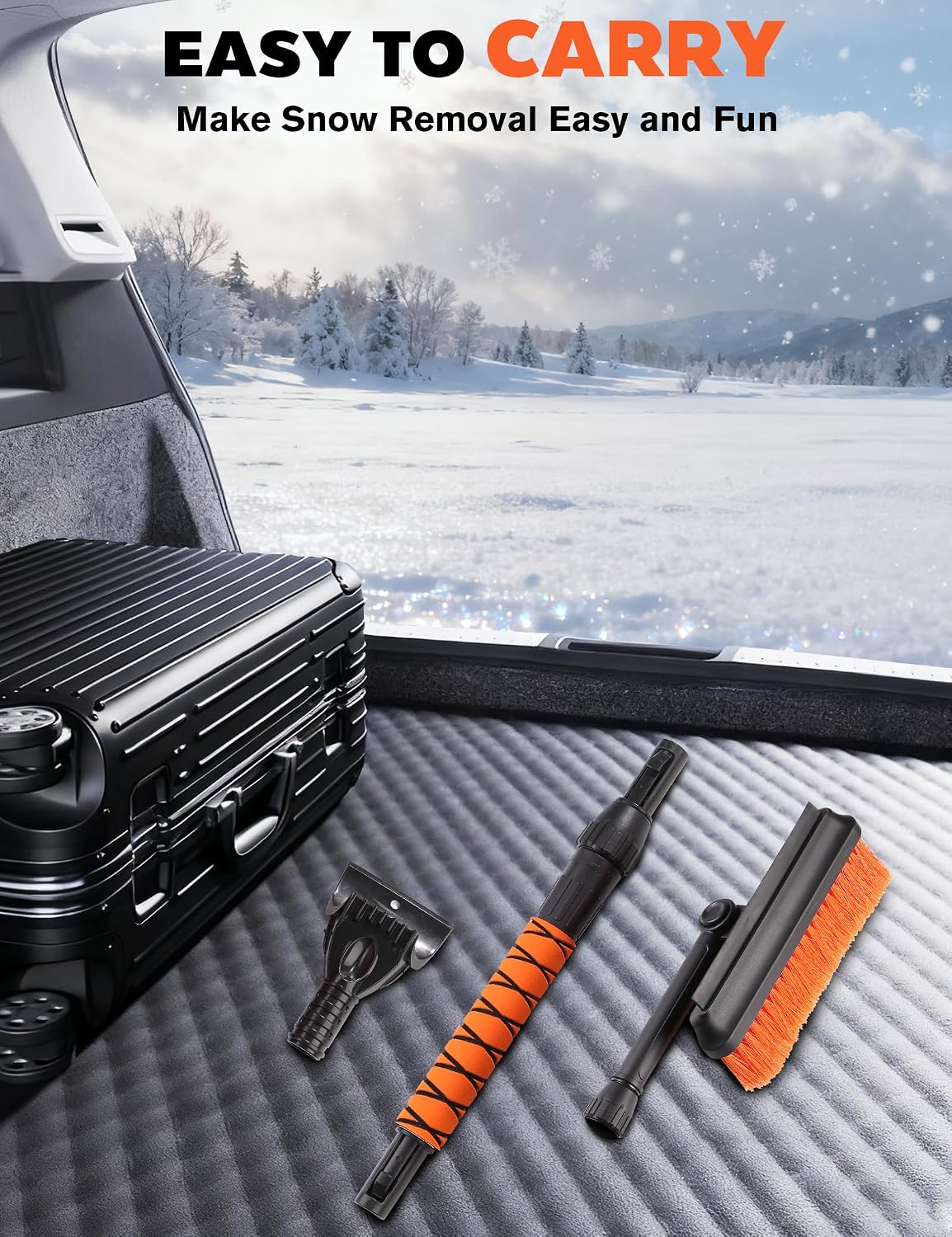 31.5" Ice Scrapers for Car Windshieldand and Extendable Snow Brush for Car with Foam Grip,360° Pivoting Brush Head for Car Truck SUV Home Winter Snow Removal