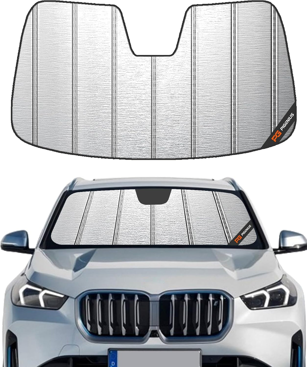 Pigenius Windshield Sun Shade for BMW X1 (U11) 2023-2026, Fits xDrive28i xDrive30 M35i, Reversible Silver/Black