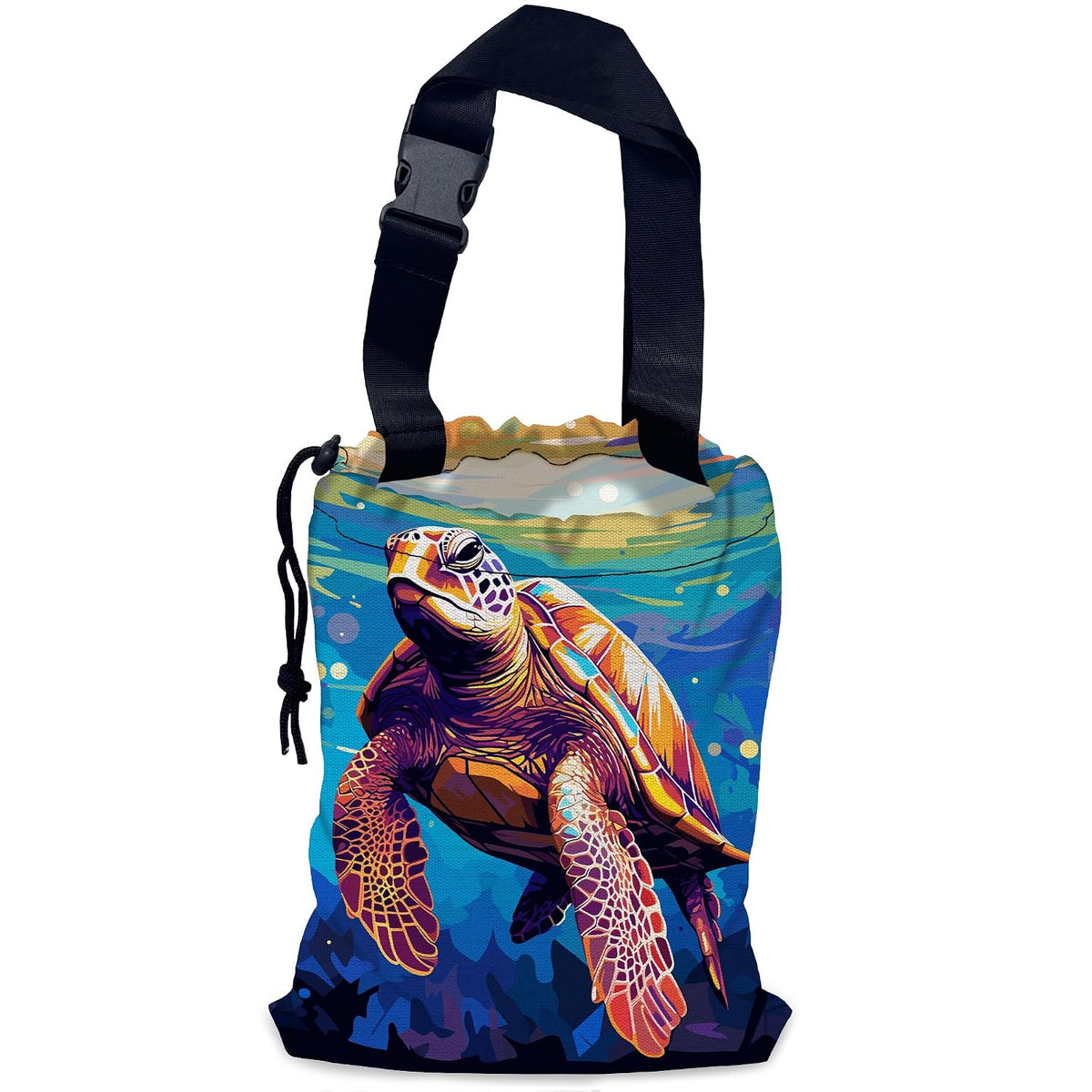 Starfish and Seashells Car Garbage Bag,Summer Ocean Waterproof Small Car Trash Bag Hanging Back of Seat,Drawstring Hanging Car Trash Bag with Adjustable Buckle for Car Accessories
