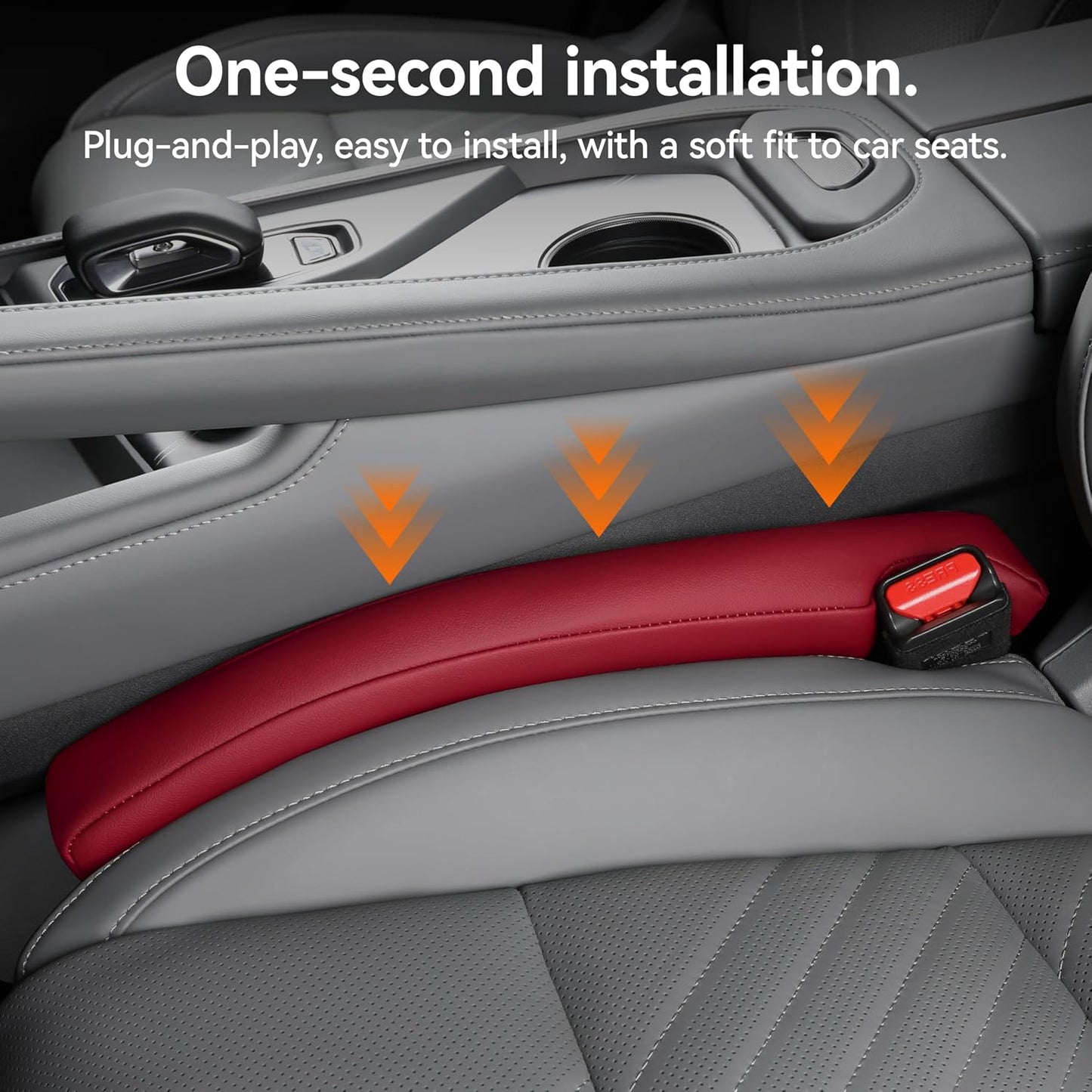 Car Seat Gap Filler 2 Pack, Faux Leather Strip/Plug Console Blockers for Cars, Trucks, SUVs, Adjustable Width 1.4–2.4 Inch, Universal Fit Prevents Items Falling Between Seats