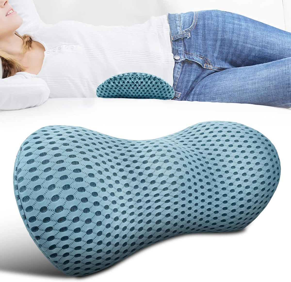Lumbar Support Pillow for Office Chair, Memory Foam Lumbar Pillow for Lower Back Pain Relief (Black)