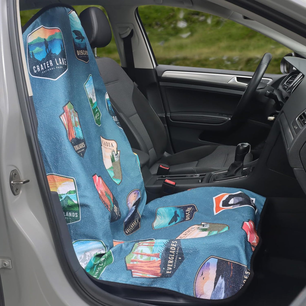 Car Seat Cover Protector Front Seats,for Gym Workout,Running,Swimming,Beach and Hiking,Waterproof Sweat Towel Bucket Seat Covers for Cars SUV Trucks (National Parks, 2Pcs)
