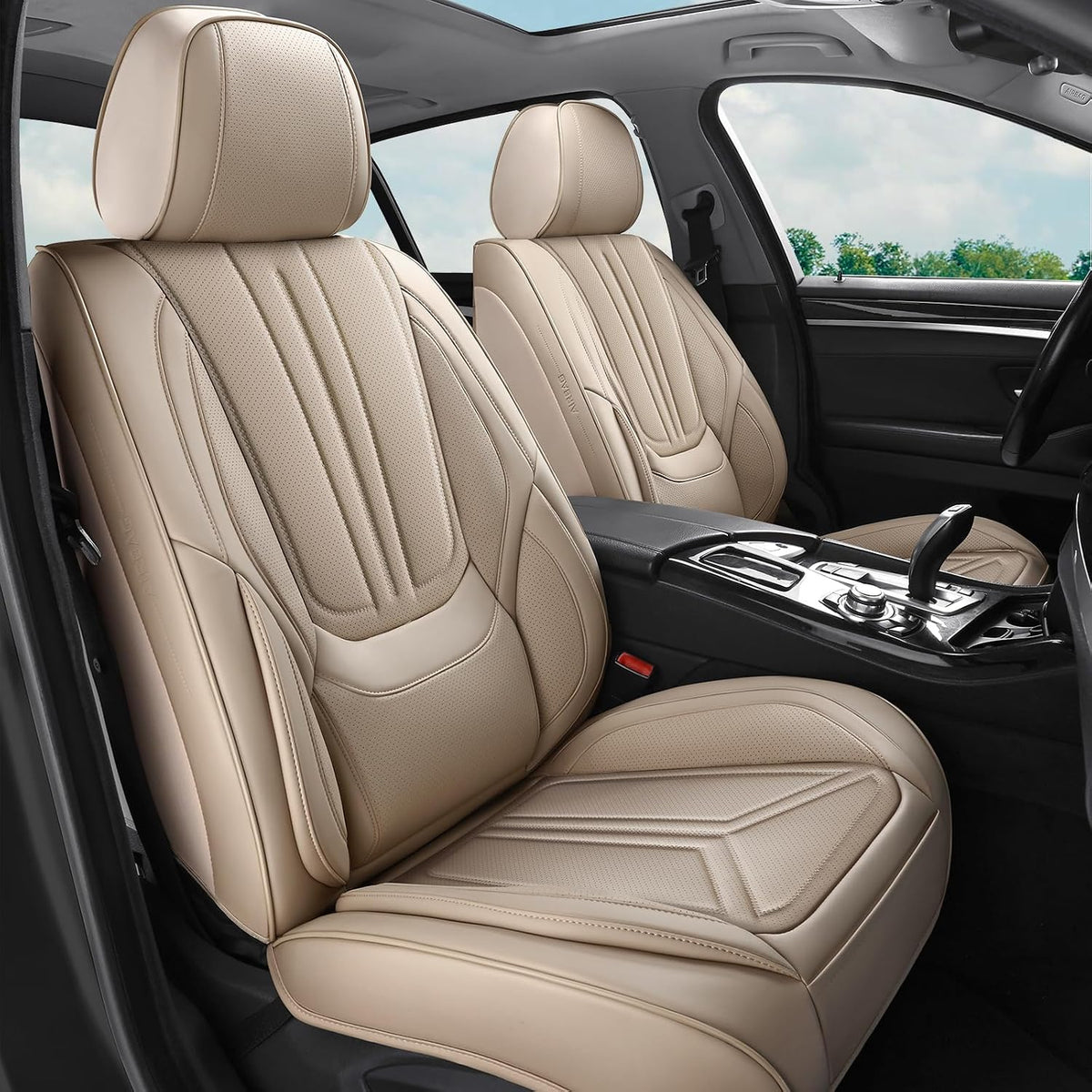 Car Seat Covers Full Set Black, Leather seat Covers, Universal Fit