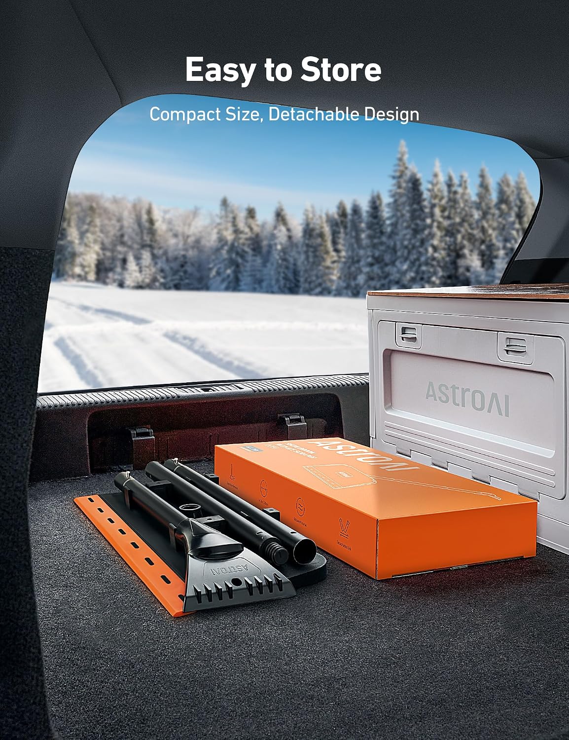 AstroAI 48" 2-in-1 Snow Scraper for Car Snow Broom and Detachable Ice Scraper with Non-Abrasive Silicone Head for Cars, Trucks, SUVs