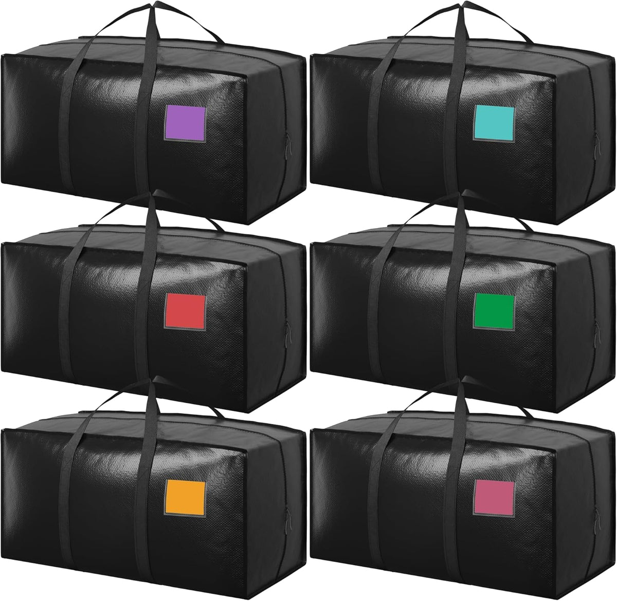 12 Pack Moving Bags with Full-Open Side Zipper, Extra Large 93L Heavy Duty Waterproof Foldable Storage Totes for College Dorm, Moving & Home OrganizationDarkBlue