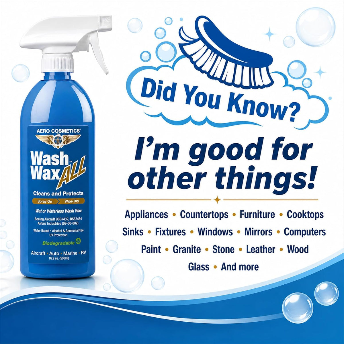 Aero Cosmetics Wash Wax ALL Waterless Car Wash Kit RV Boat Spray Detailer