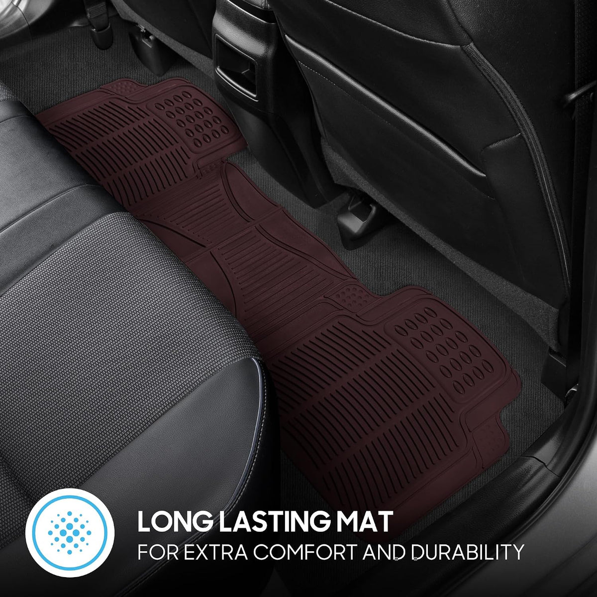 BDK ProLiner Car Floor Mats for Cars Trucks SUV 3pc All-Weather Burgundy