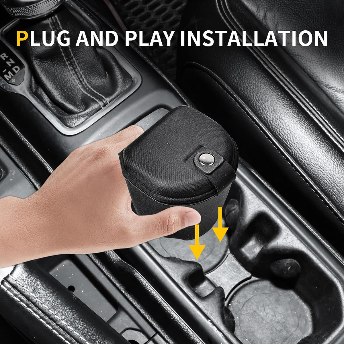 Center Console Organizer Coin Holder Compatible with Jeep Wrangler JL 4XE Gladiator JT 2018-2026 Accessories, Front Seat Cup Holder Insert Change Storage, with Lid, Portable, 1 Pack Black