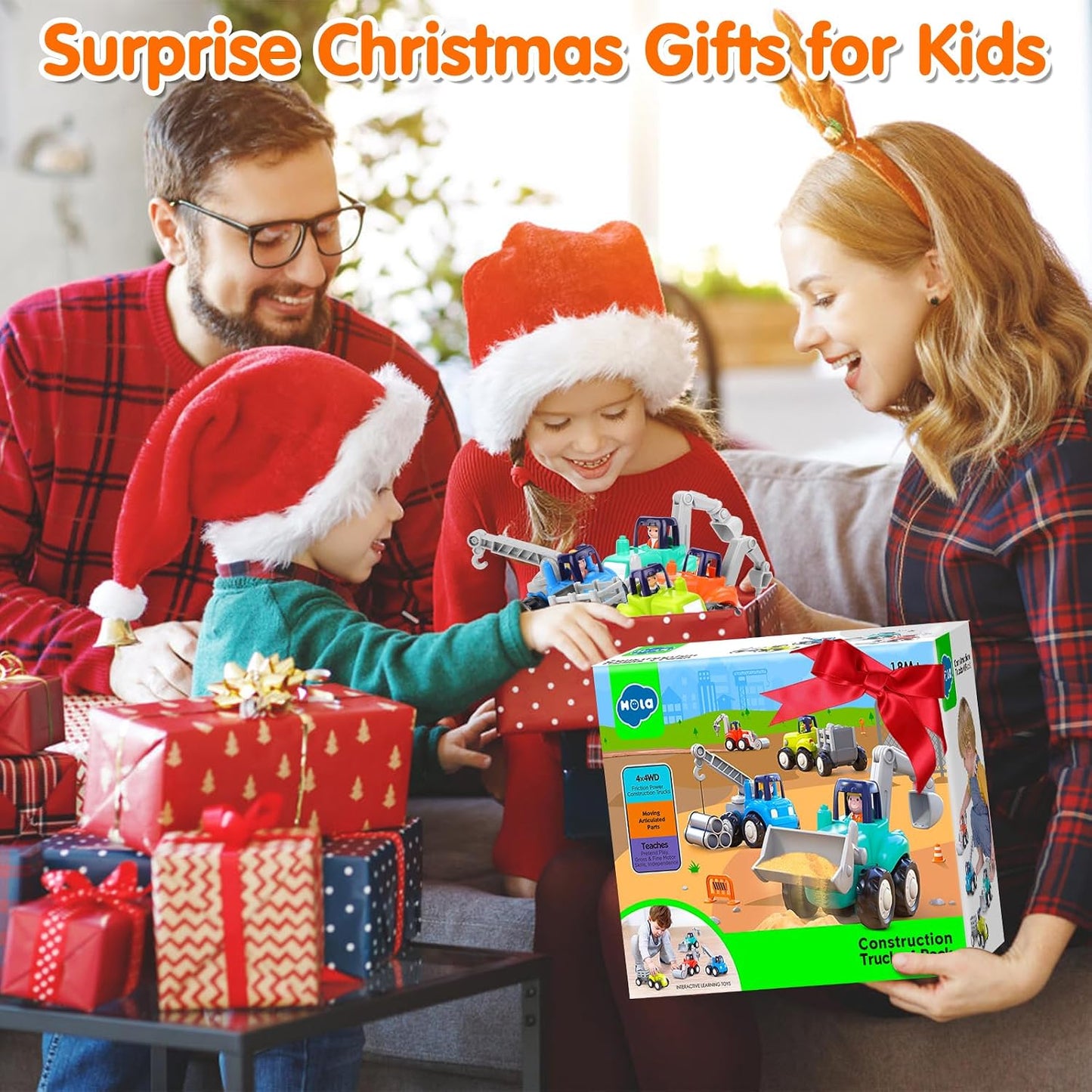 Toddler Toy Car,4PCS Inertia Toy Push and Go Cars,Toys for 2 Year Old Boy | Friction Powered Cars,Birthday & Christmas Gift for Boy and Girl,Construction Truck,Kids Outdoor & Indoor Toys