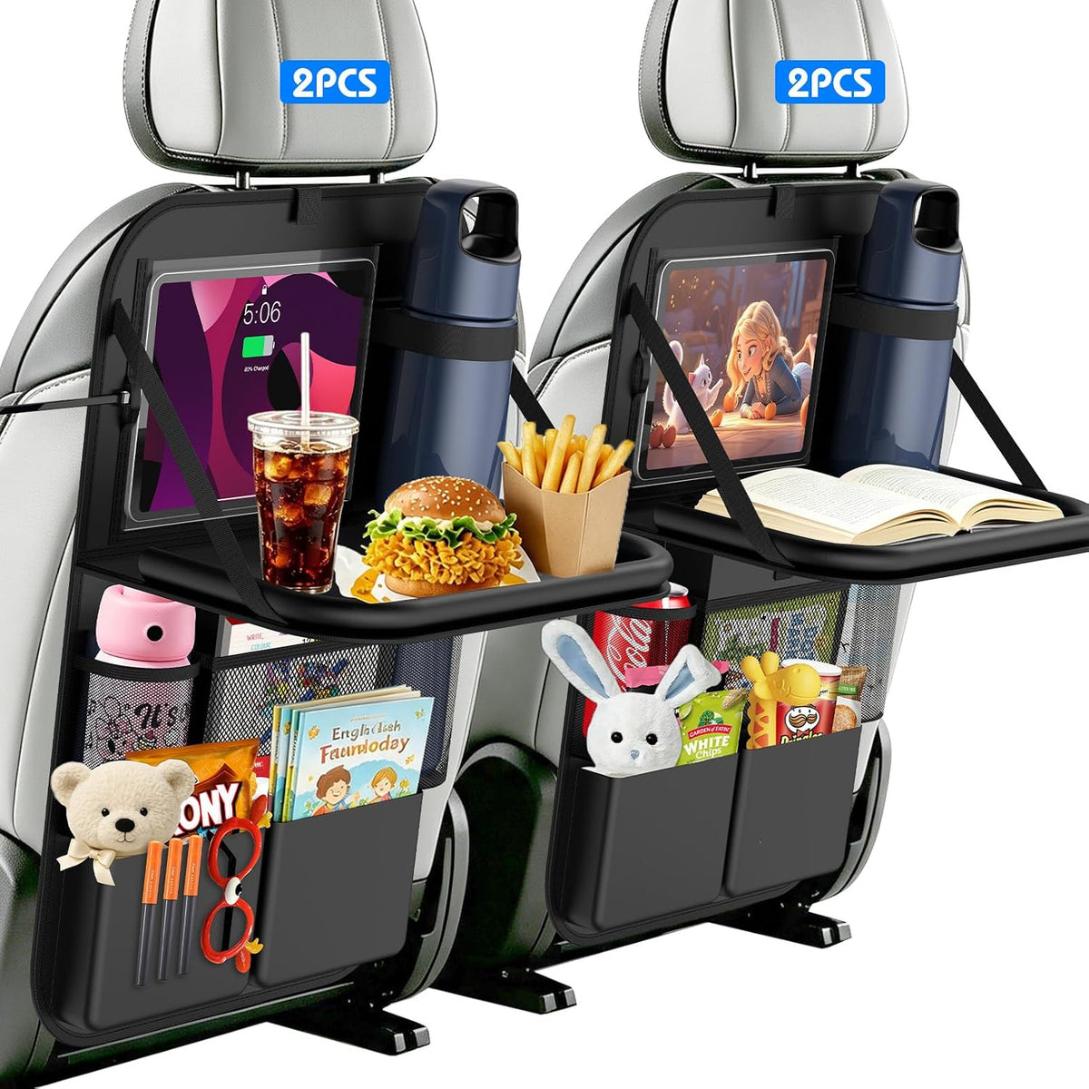 Car Backseat Organizer with Foldable Table Tray